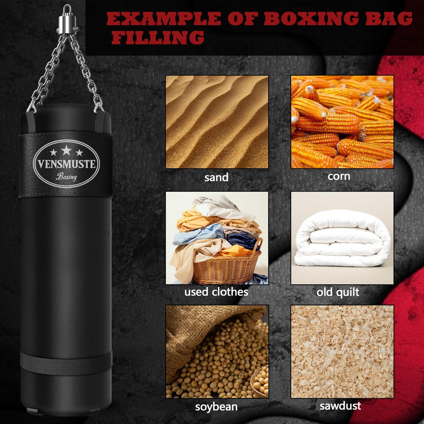 Heavy Punching Bag with Gloves for Training