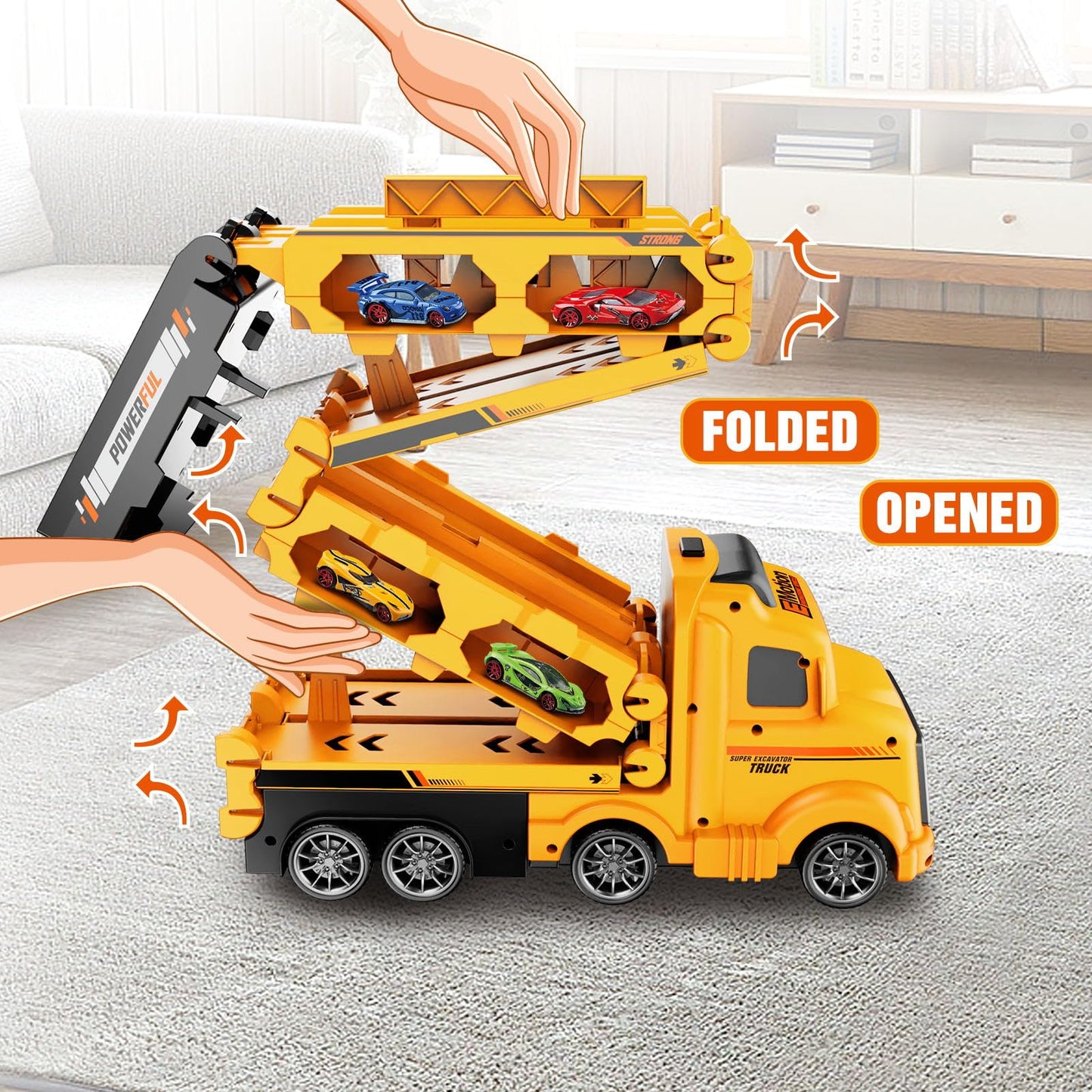 Transport Carrier Truck Toy with Race Track Playset