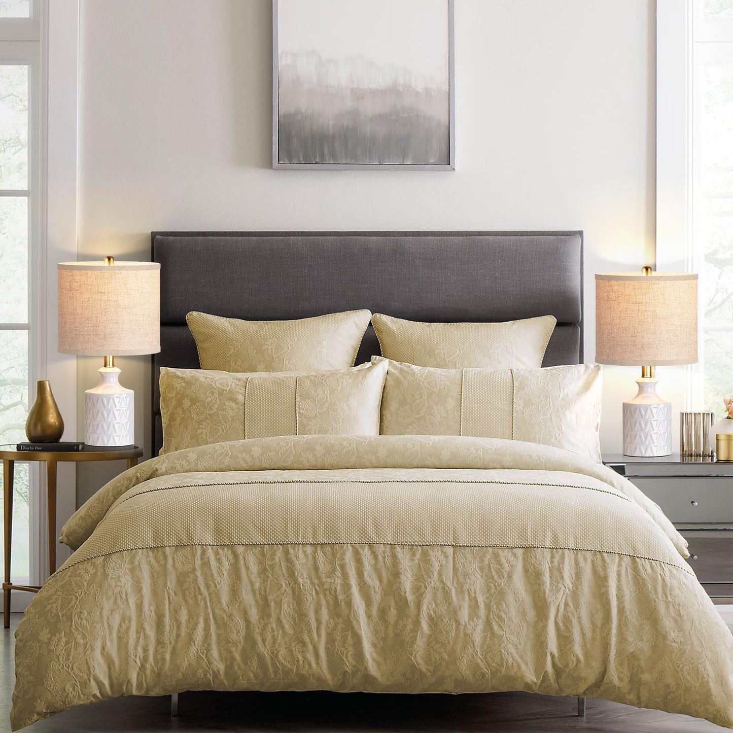 Ceramic Table Lamp Set of 2 with LED Bulbs
