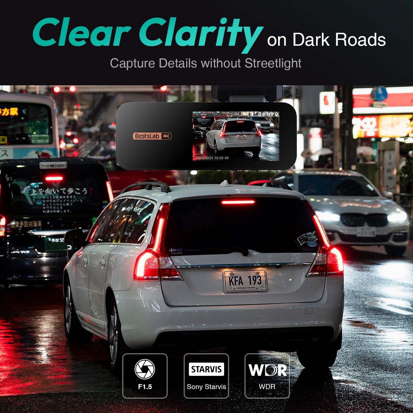 BOTSLAB 4K Dash Cam with Night Vision & GPS