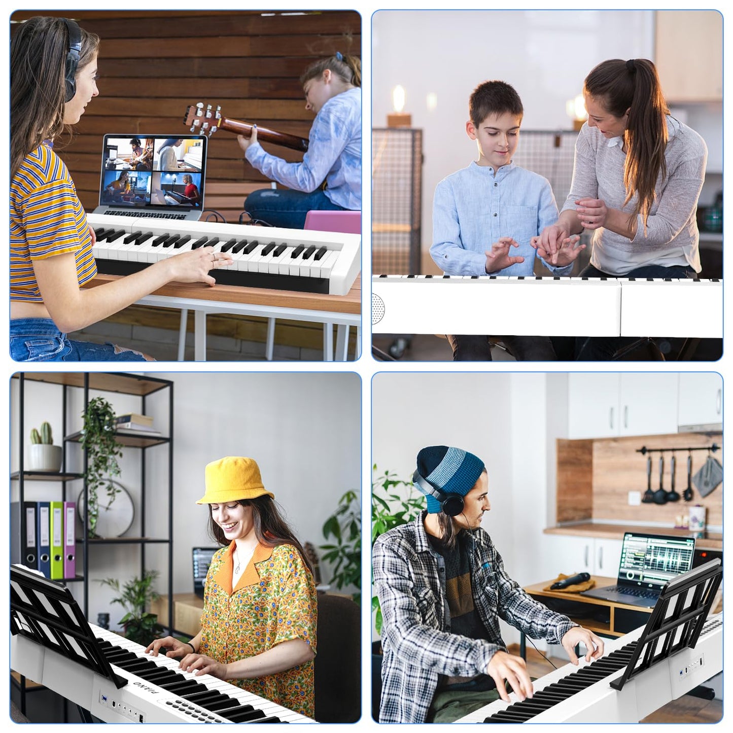 Digital Piano 88 Key Full Size Semi Weighted Electronic Keyboard Piano Set with Stand,Built-In Speakers,Electric Piano Keyboard with Sustain Pedal,Bluetooth,MIDI/USB/MP3 for Beginners Adults
