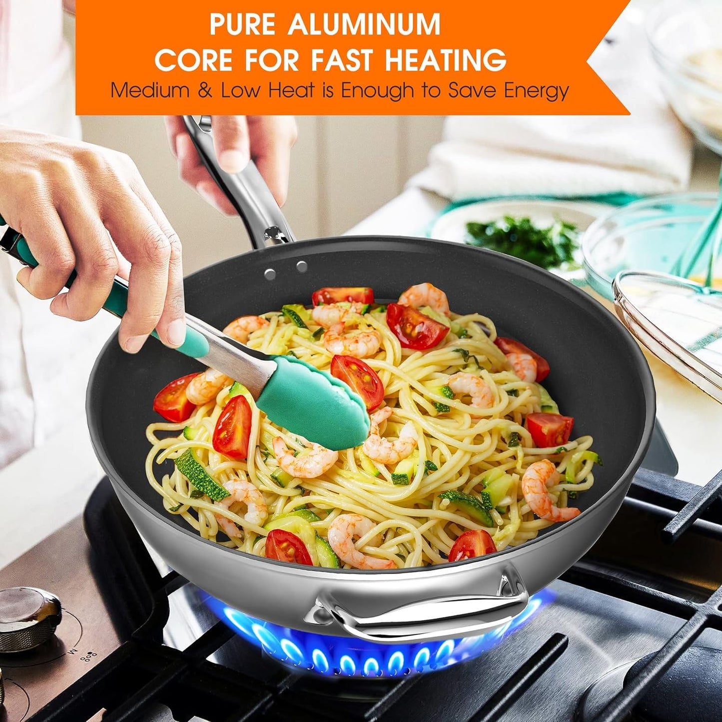 imarku 11-Piece Nonstick Cookware Set with Lids