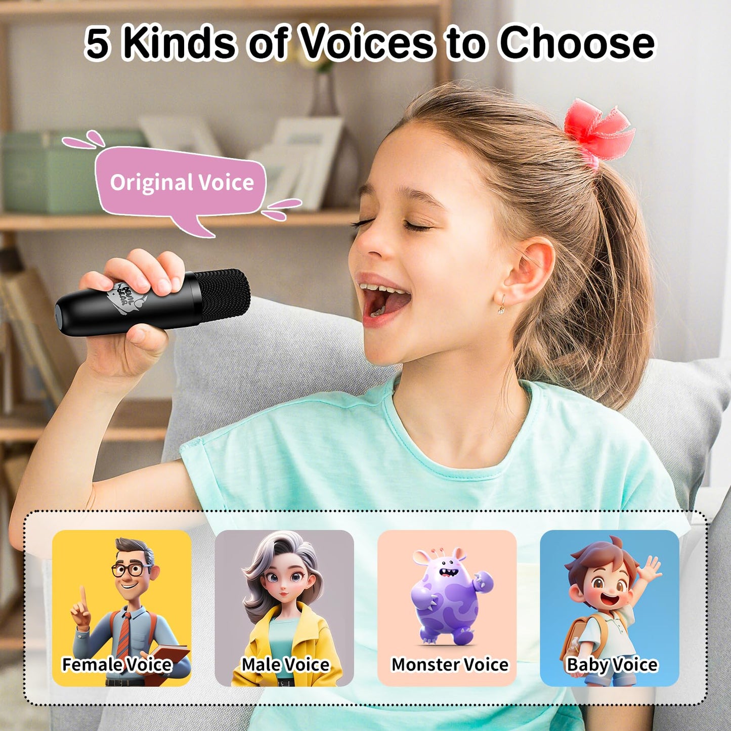 Mini Karaoke Machine with Wireless Microphones