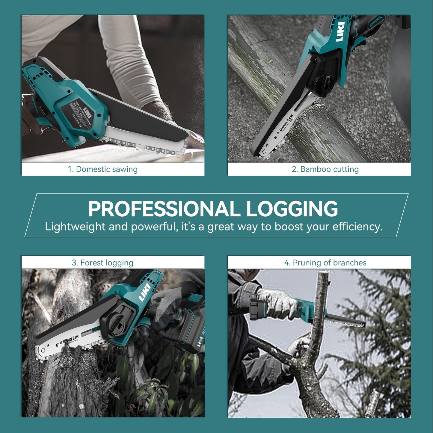 LIKI 6-Inch Mini Cordless Chainsaw for Trimming