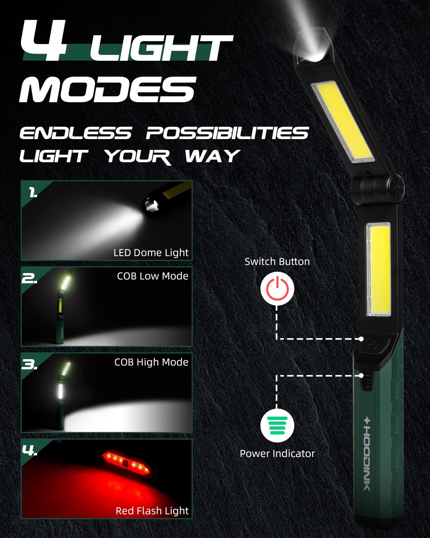 Rechargeable Magnetic LED Work Light by HOODINK