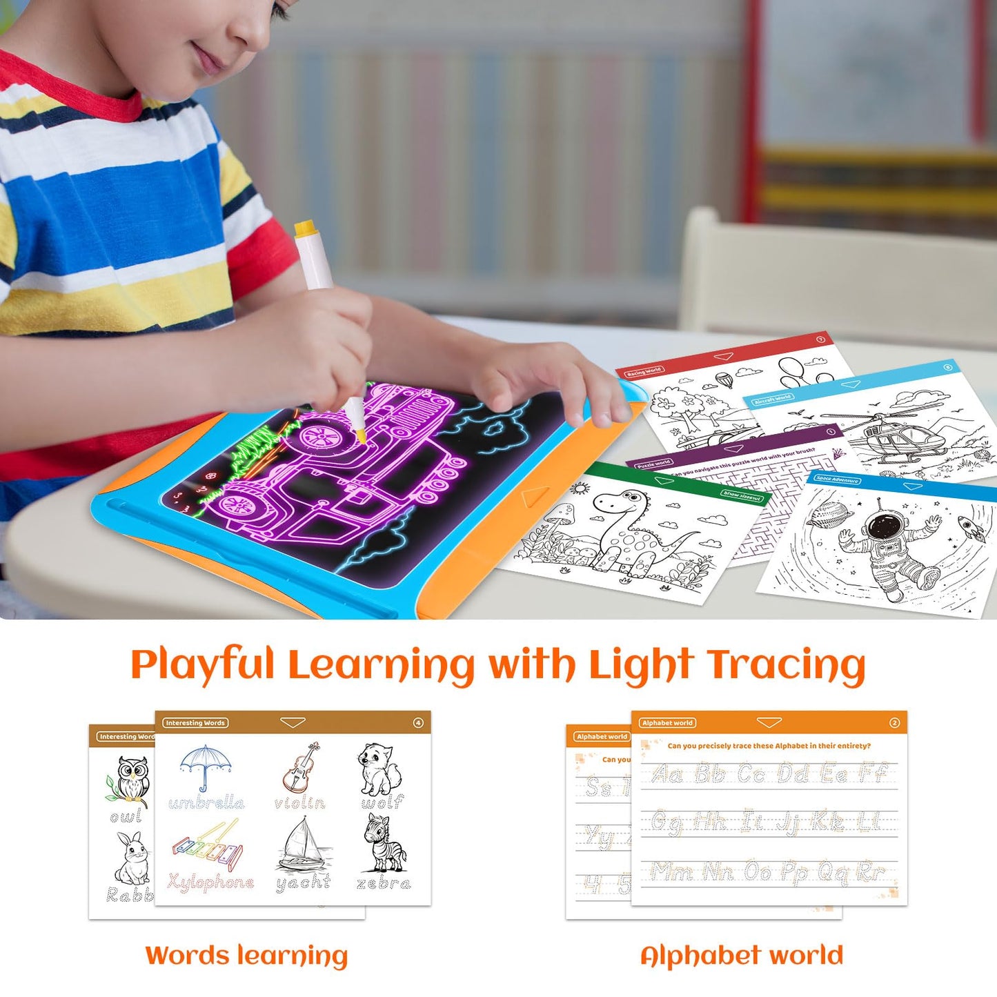 Magic LED Drawing Board for Kids with Pens
