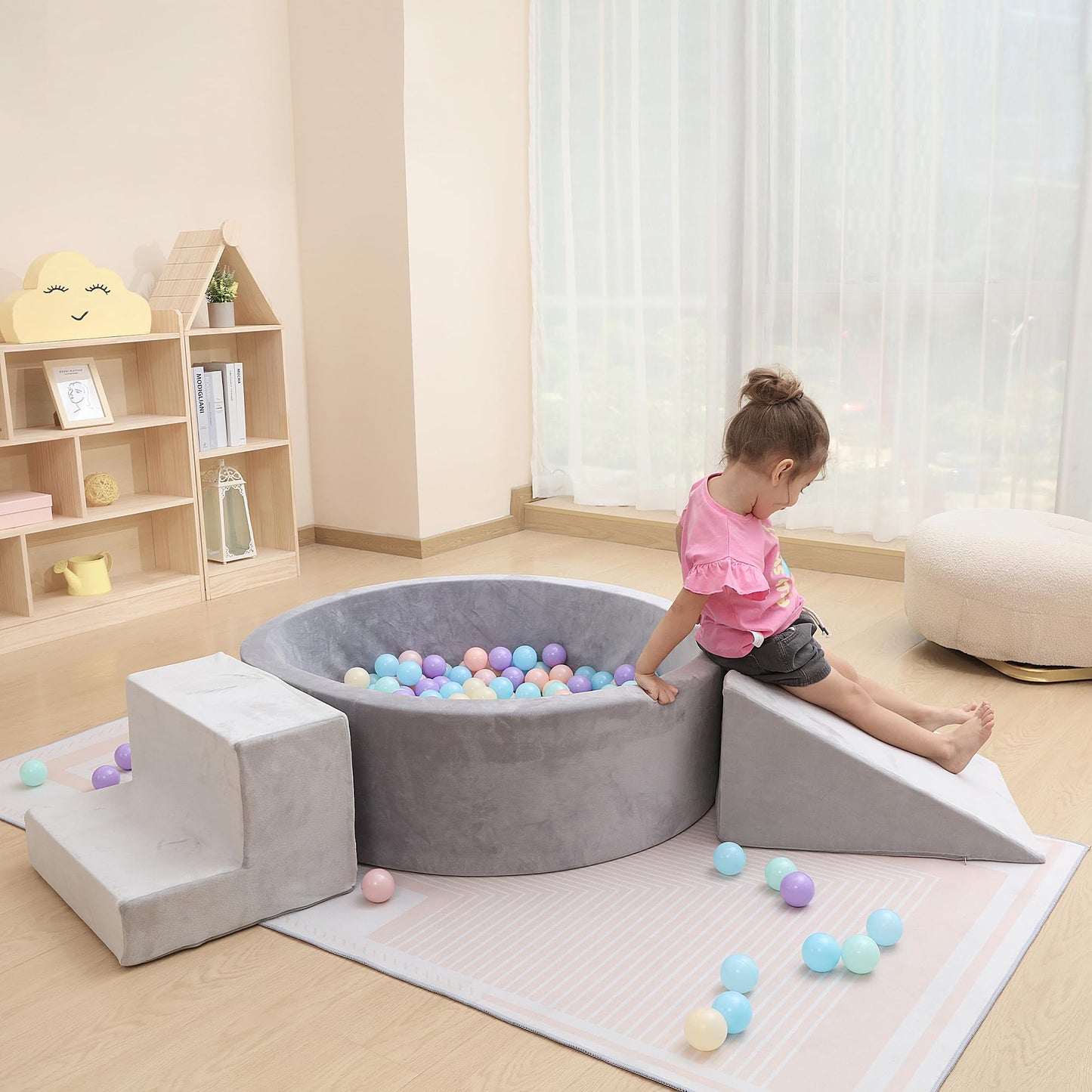 Foam Ball Pit with Climbing Blocks for Toddlers