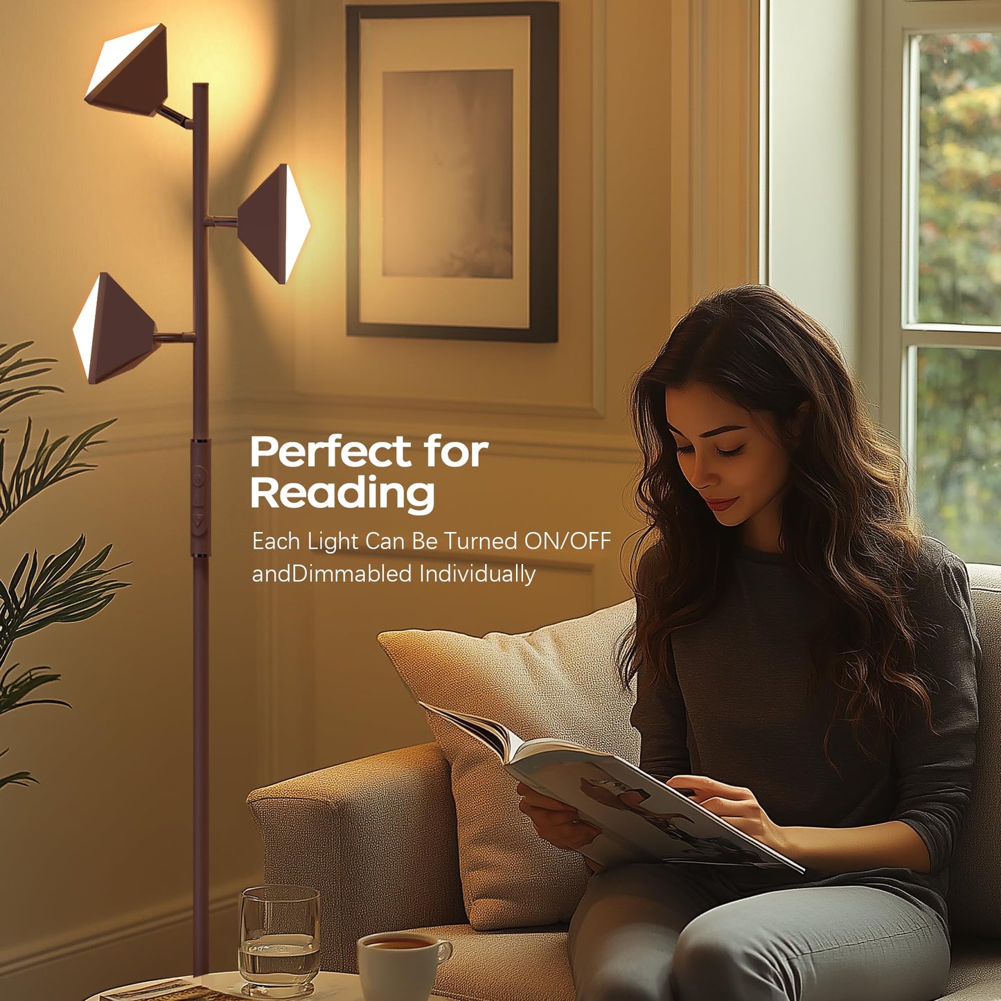 Dimmable LED Tree Floor Lamp with Remote Control