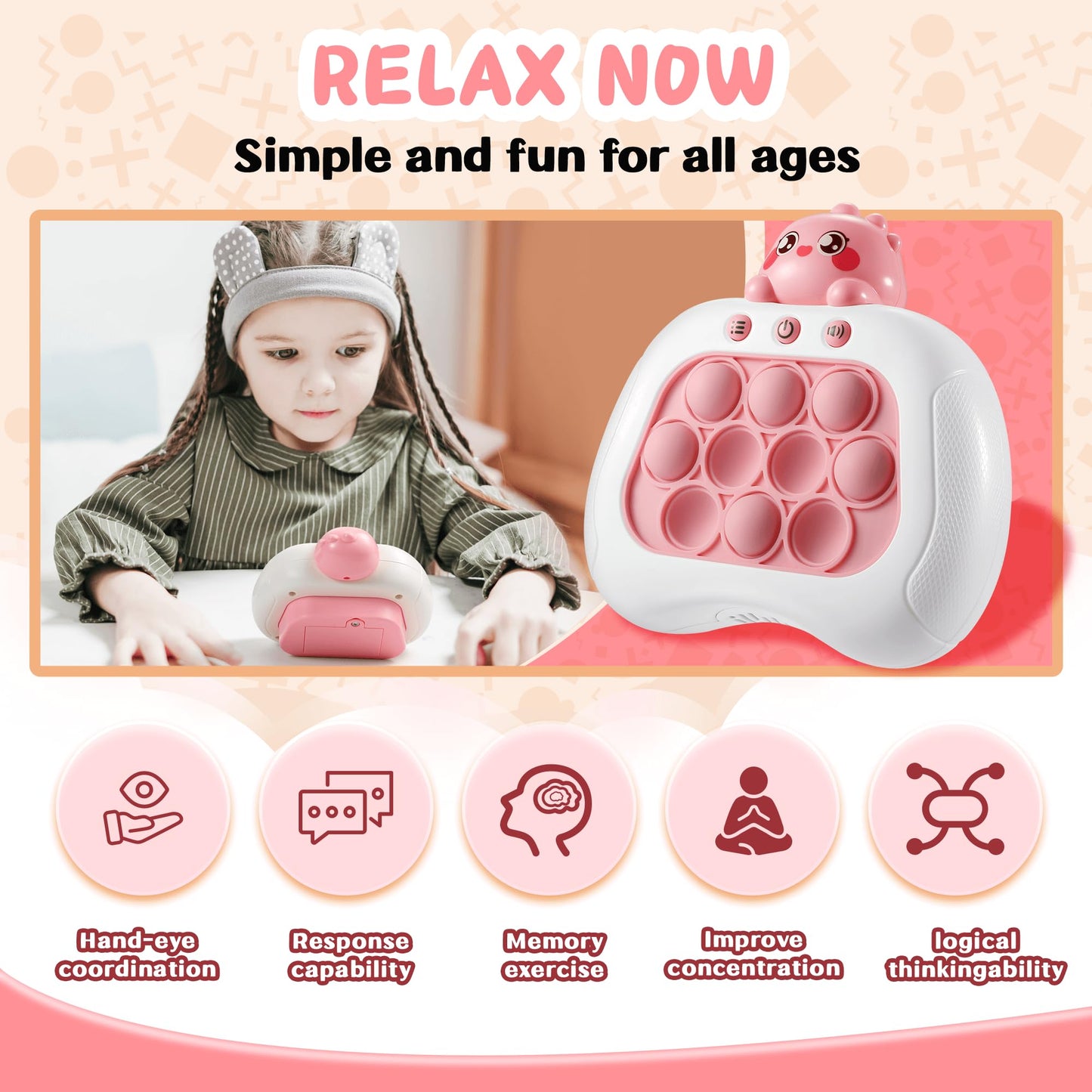 Handheld Push Game Console for Kids 6-12