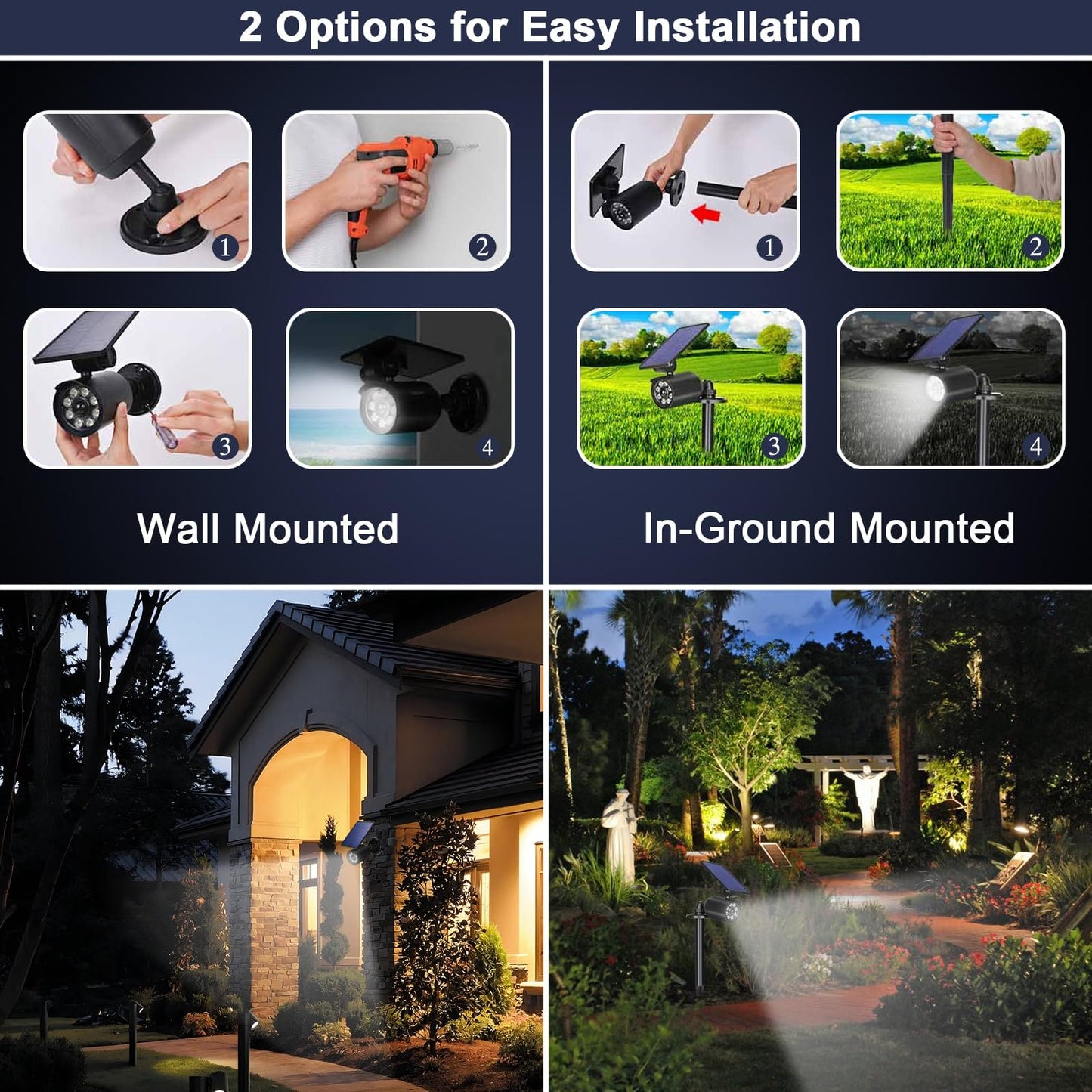 2000LM CAHOUGSMT Solar Motion Sensor Flood Lights