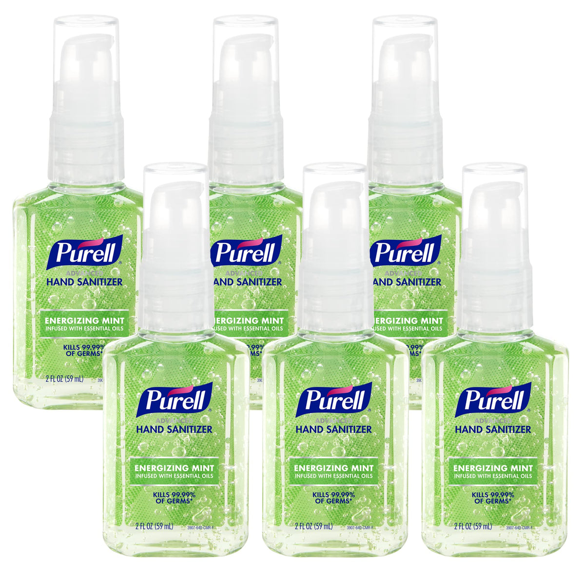 6 Pack Purell Mint Hand Sanitizer Gel Travel Bottles