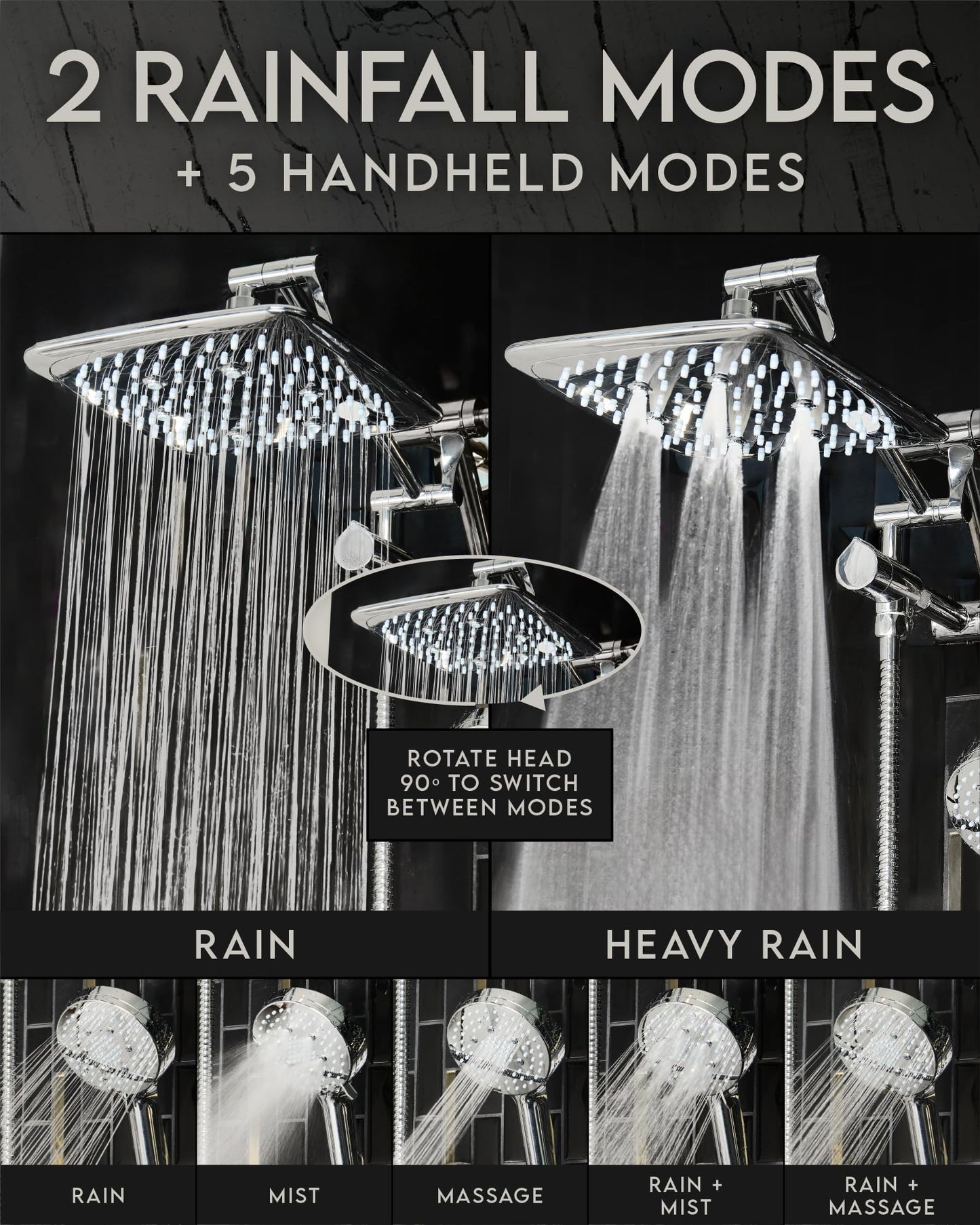Veken High Pressure Rain Shower Head Combo