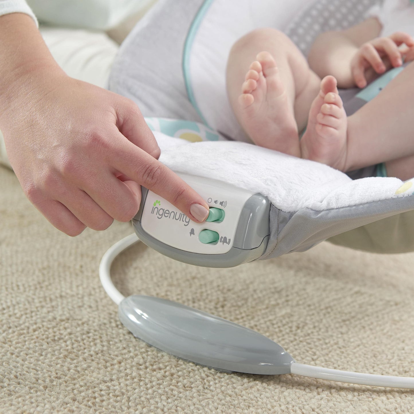 Ingenuity Soothing Baby Bouncer Infant Seat with Vibrations, -Toy Bar & Sounds, 0-6 Months Up to 20 lbs (Morrison)