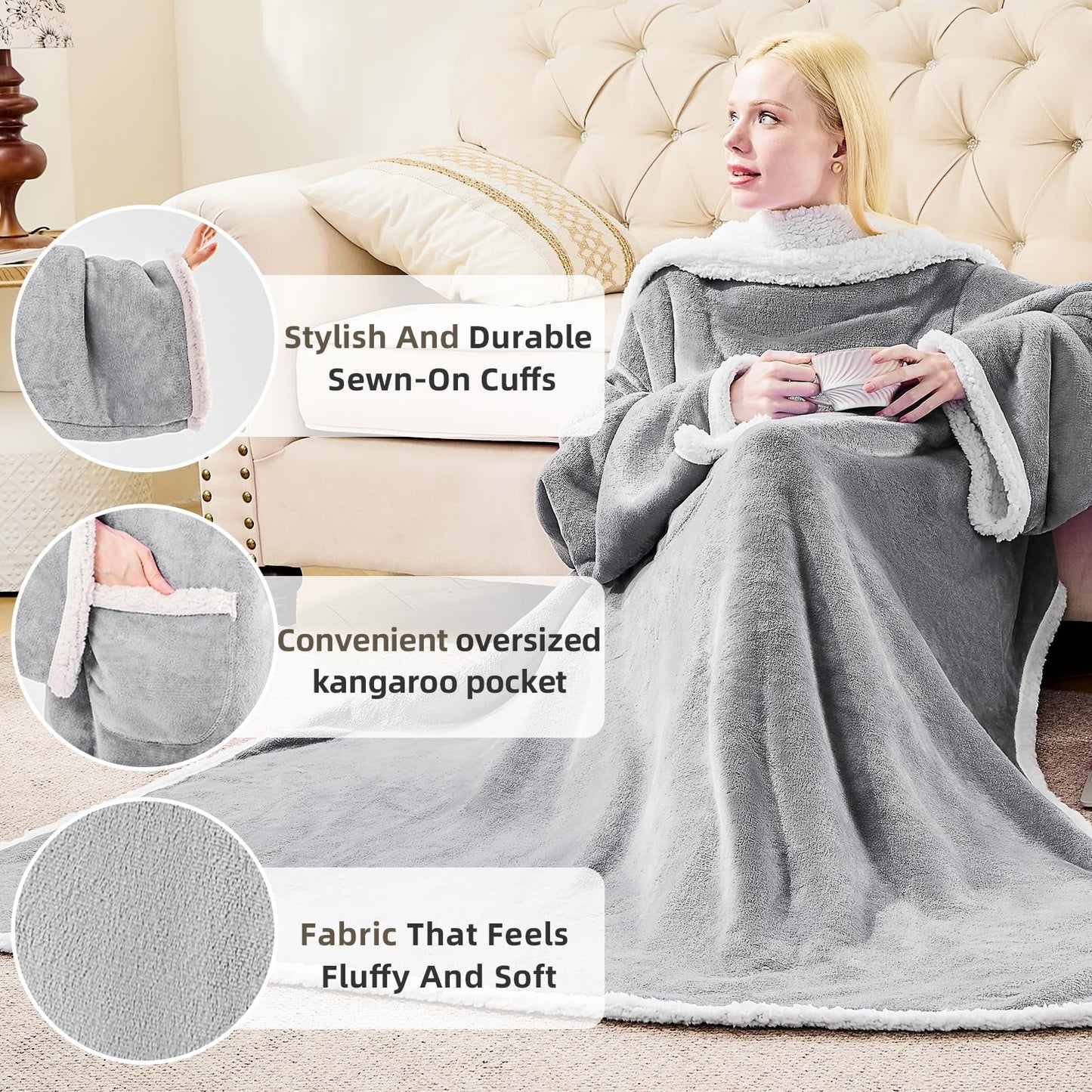 IFNOW Cozy Wearable Blanket with Sleeves