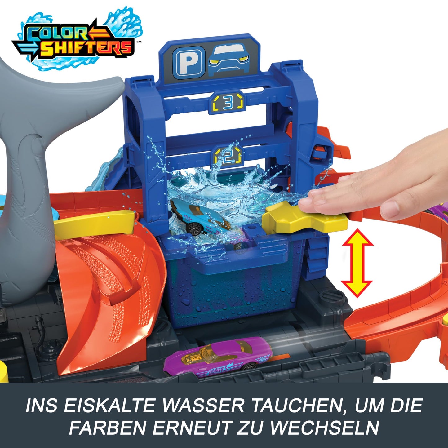 Hot Wheels Shark Car Wash Track Set with Vehicle