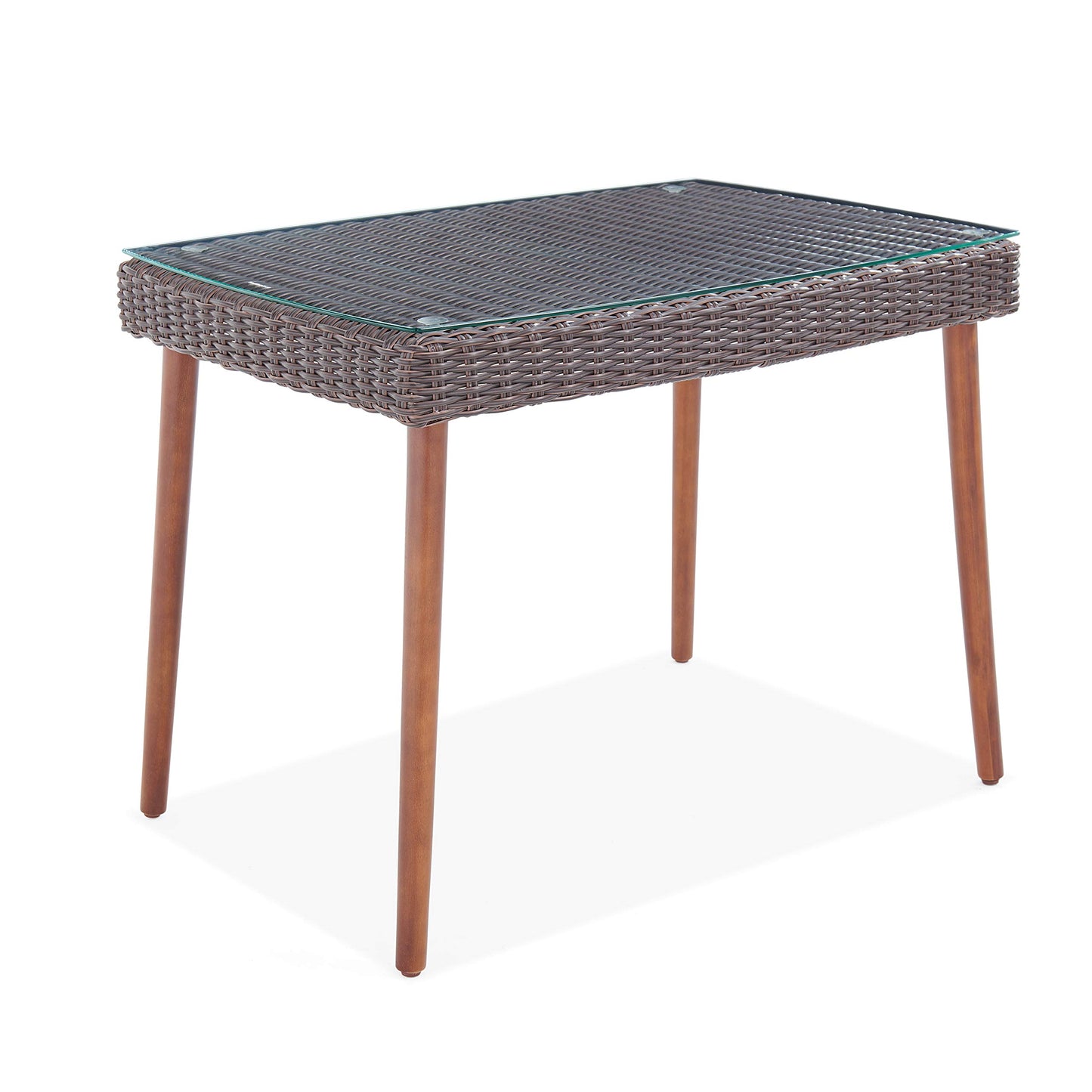 Athens All-Weather Wicker Outdoor 26" H Cocktail Table with Glass Top