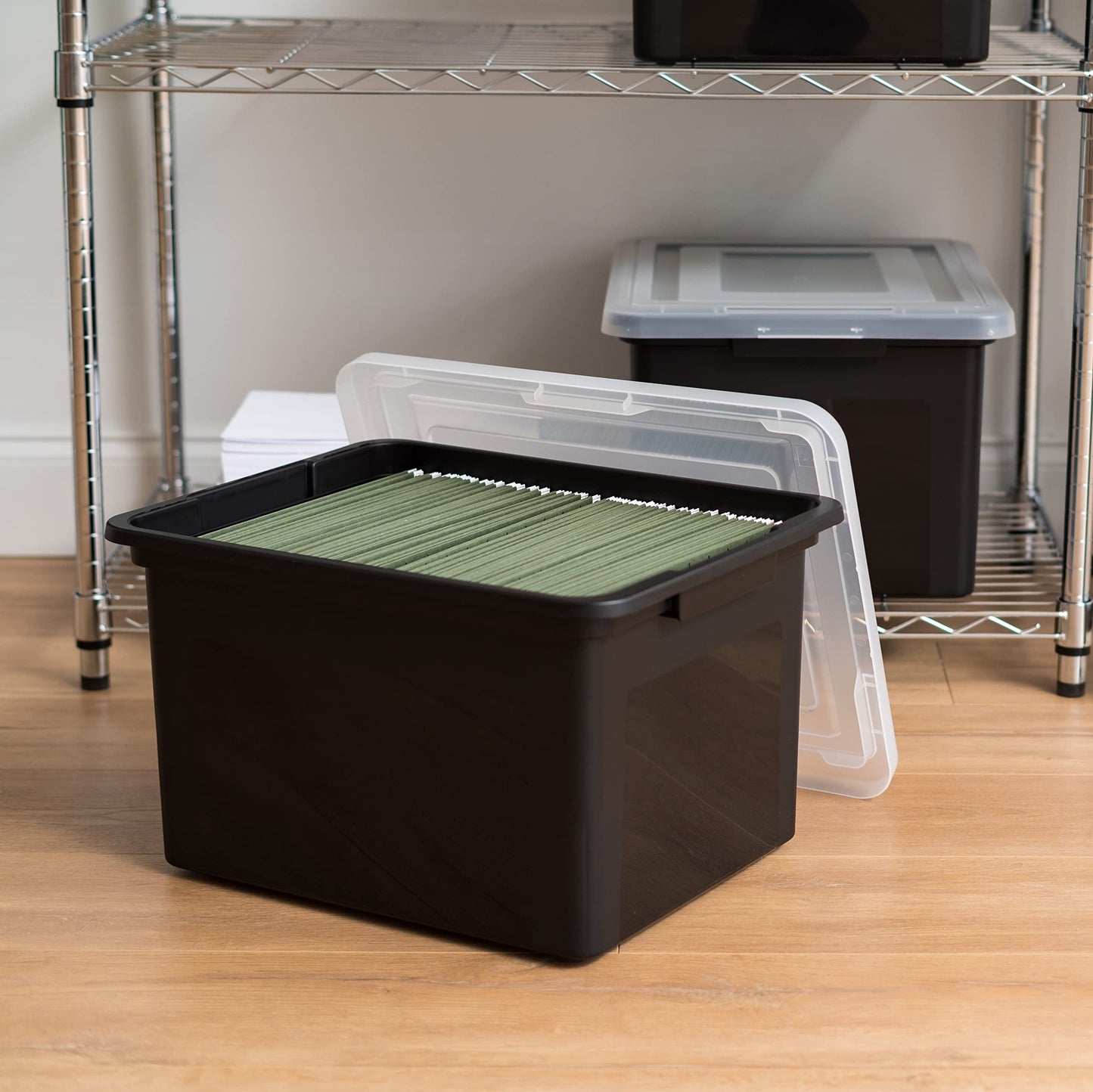 IRIS 4-Pack Plastic File Box Organizer