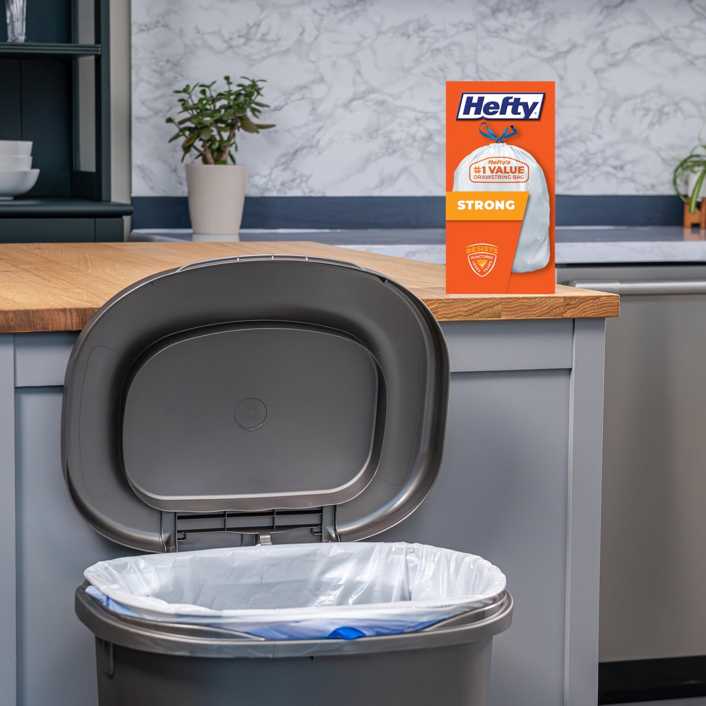 Hefty 13 Gallon Tall Kitchen Trash Bags, 90 Count