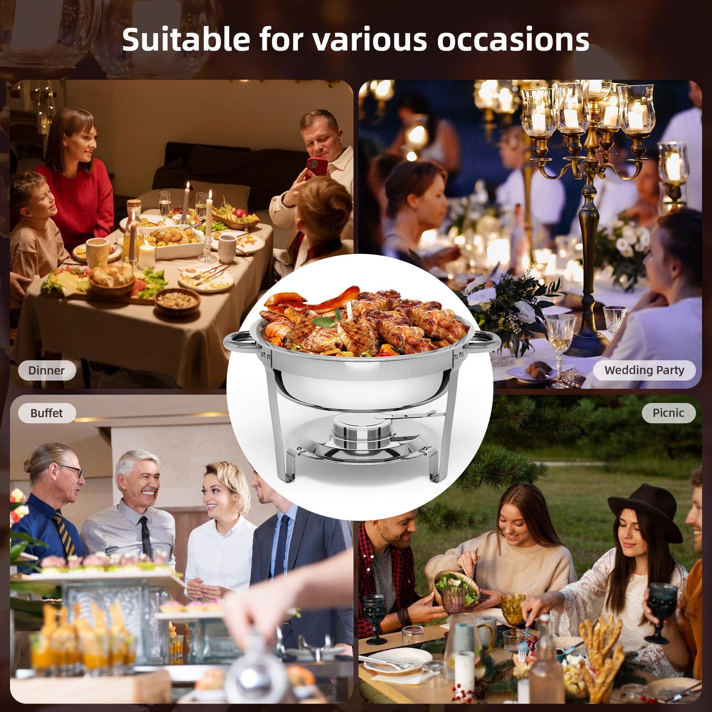 YITAHOME 5QT Round Chafing Dish Set for Buffet
