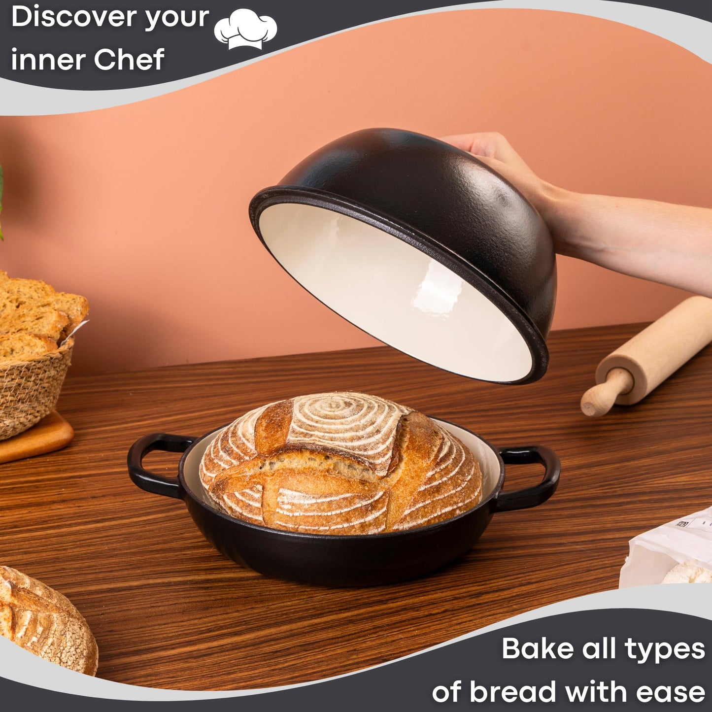 Cast Iron Dutch Oven Pot for Baking Bread