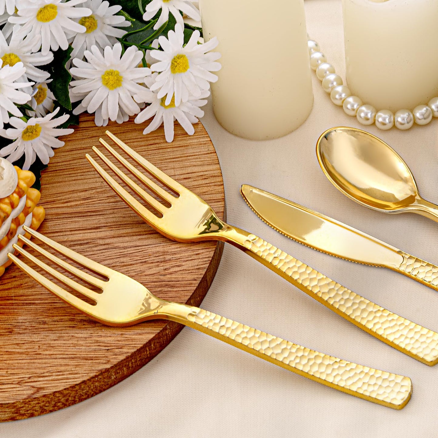 400PCS Gold Disposable Utensil Set