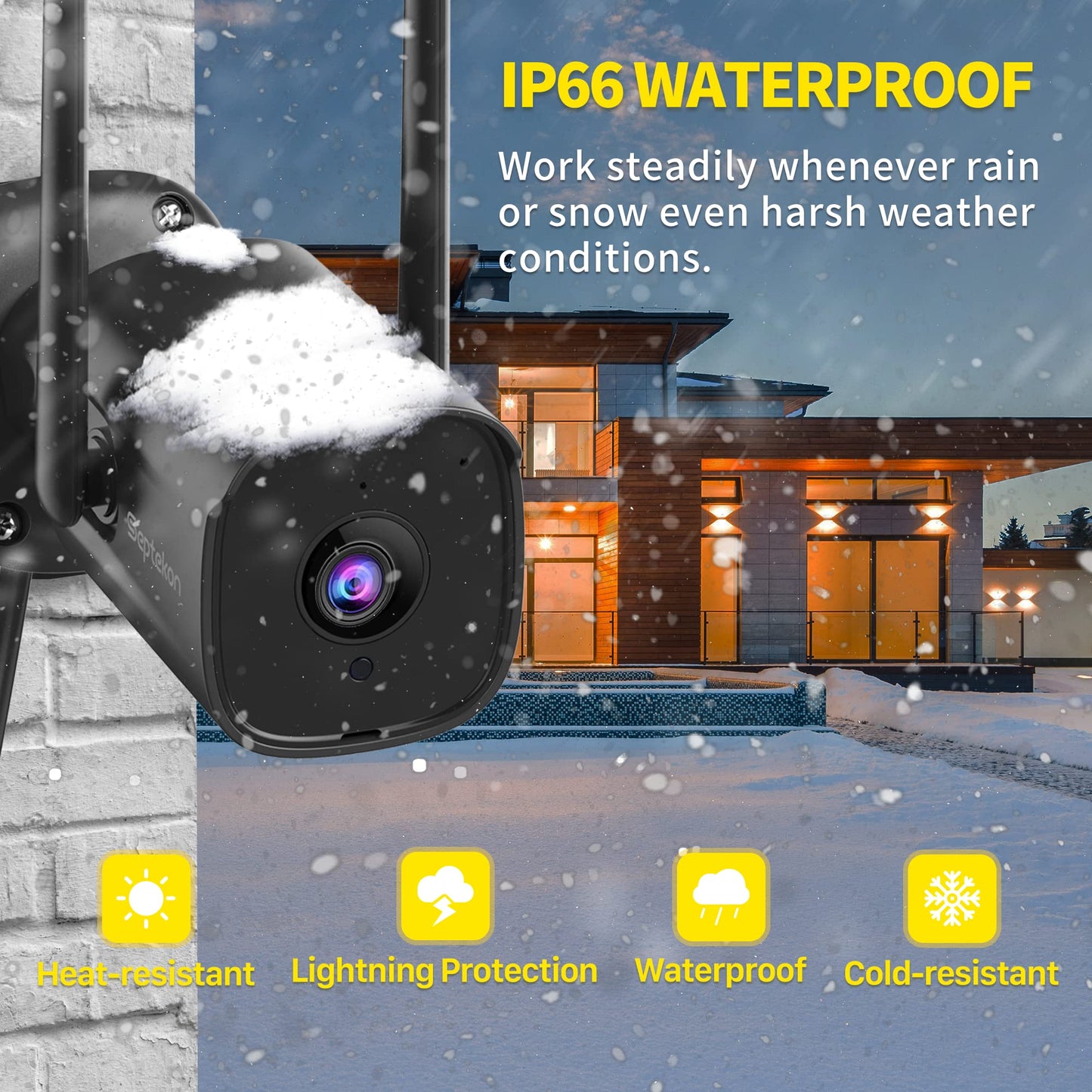 Septekon 3MP Outdoor Security Camera with Night Vision