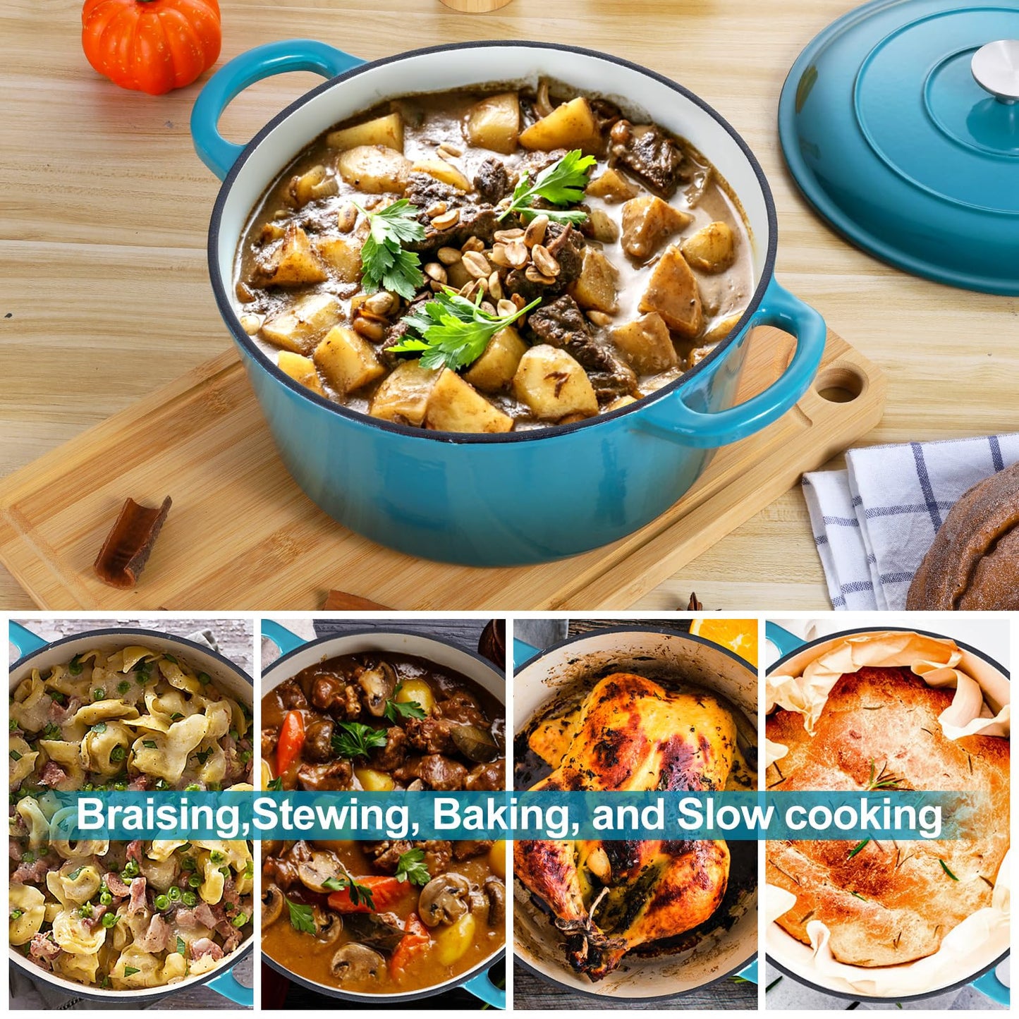6 Quart E-far Enameled Cast Iron Dutch Oven