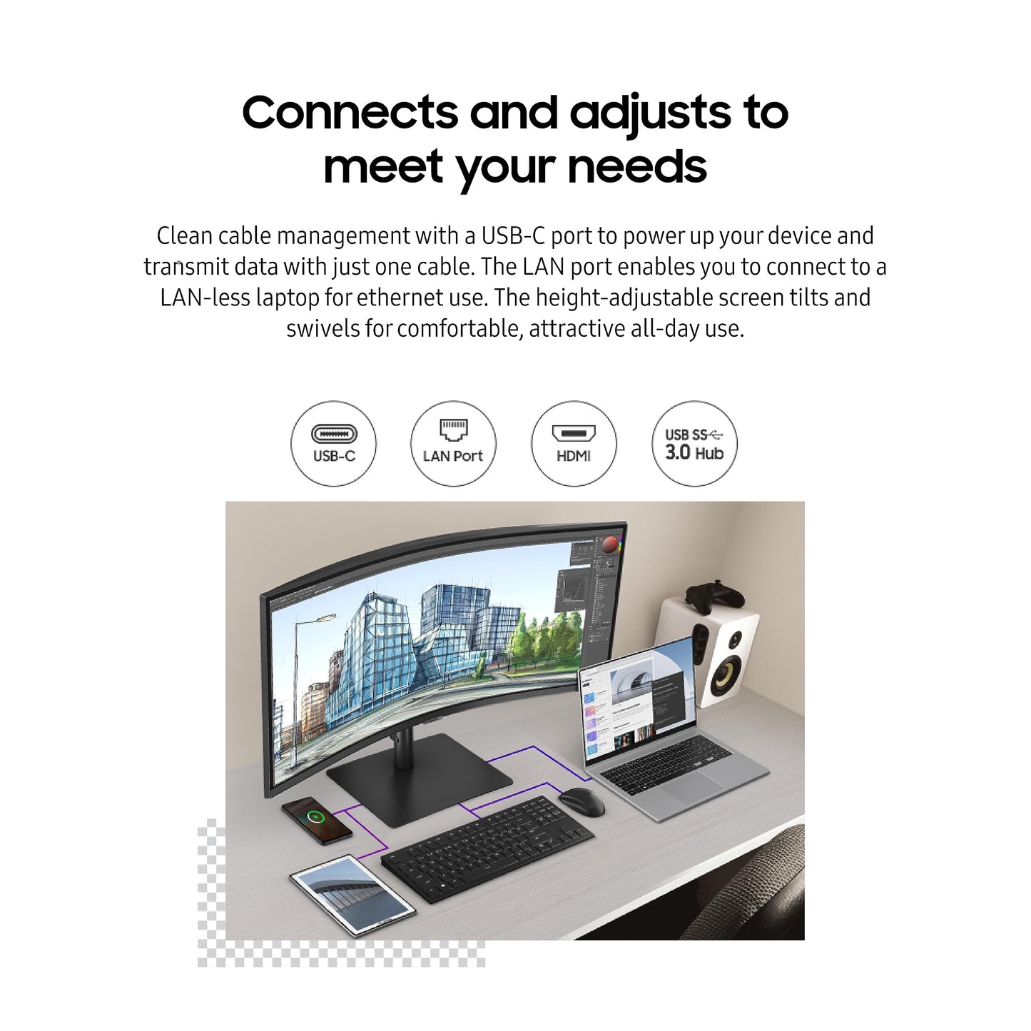 SAMSUNG 34" Ultrawide QHD Curved Monitor with Camera