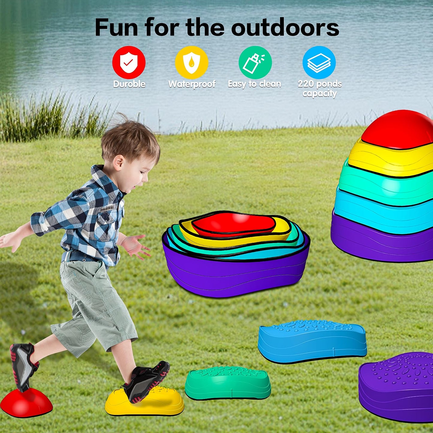5 Pcs Non-Slip Stepping Stones for Kids