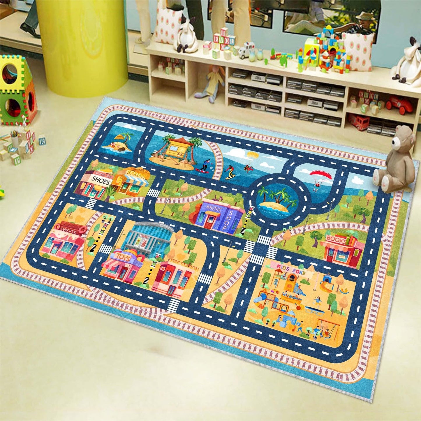Kids Car Road Play Rug for Playroom