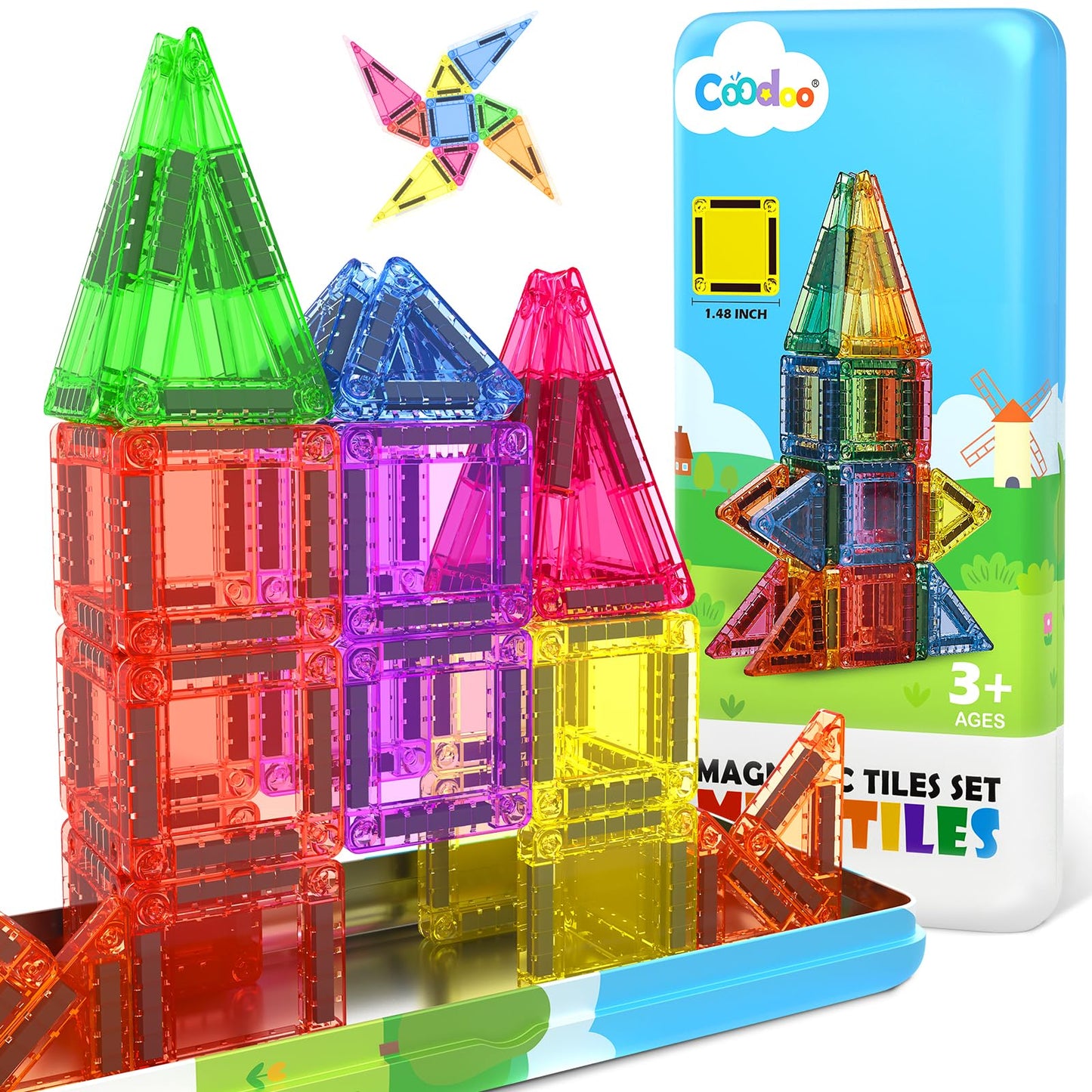 Magnetic Building Tiles for Kids Ages 4-8