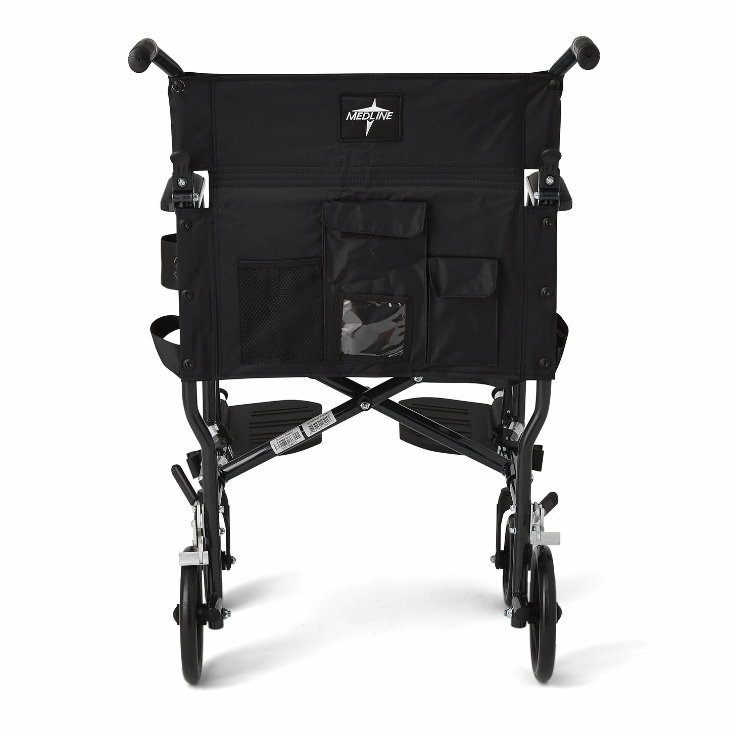 Medline Ultra Lightweight Transport Wheelchair for Adults, Foldable, 19-Inch Seat Width, Black Frame, Black Upholstery