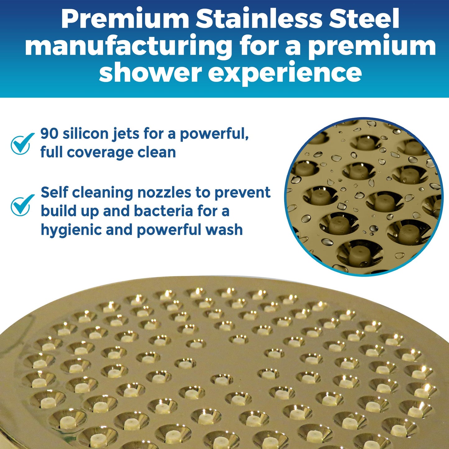 High Pressure Shower Head with Anti-Clog Nozzles