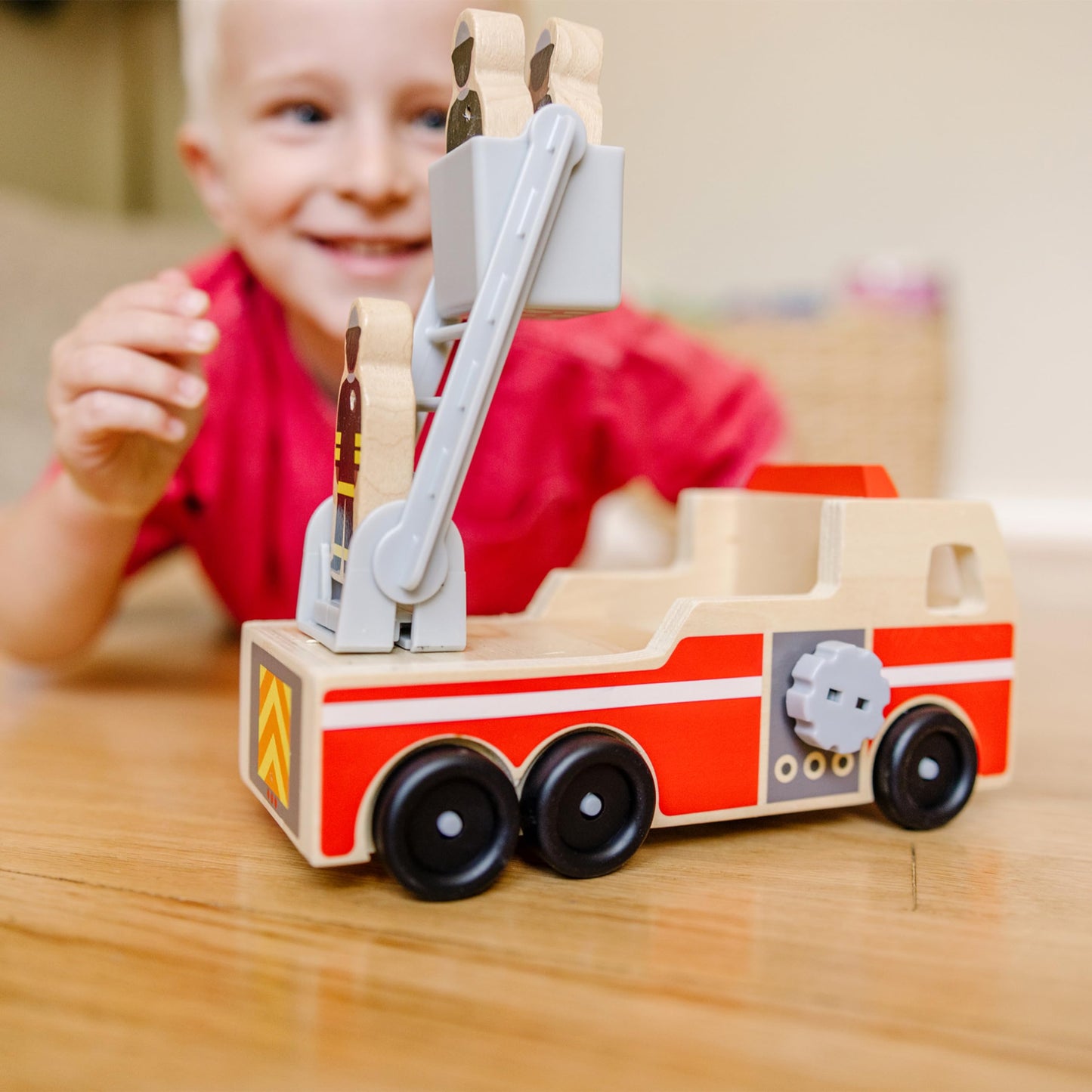 Melissa & Doug Wooden Fire Truck Toy Set