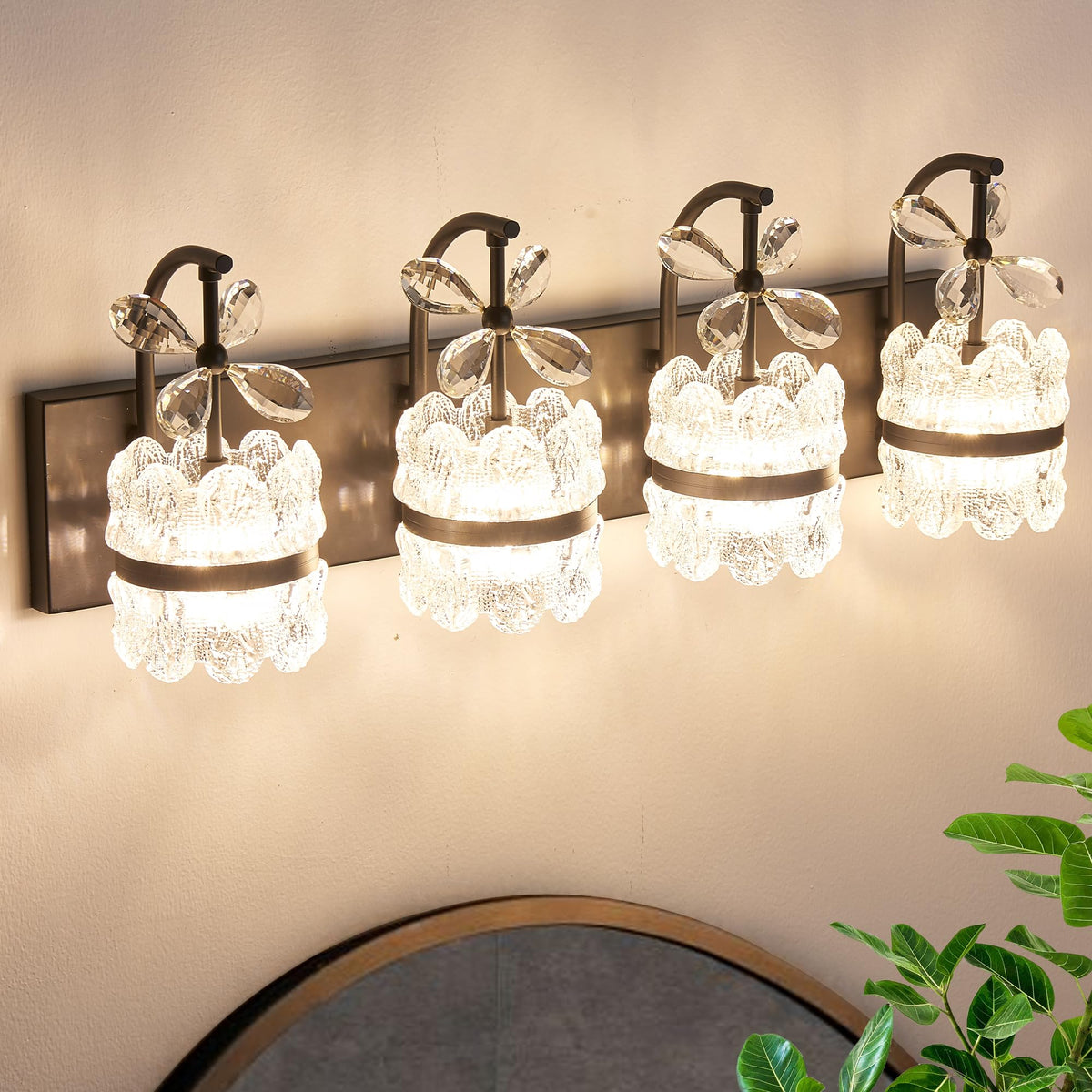 4-Light Bathroom Vanity Light with Acrylic Shades