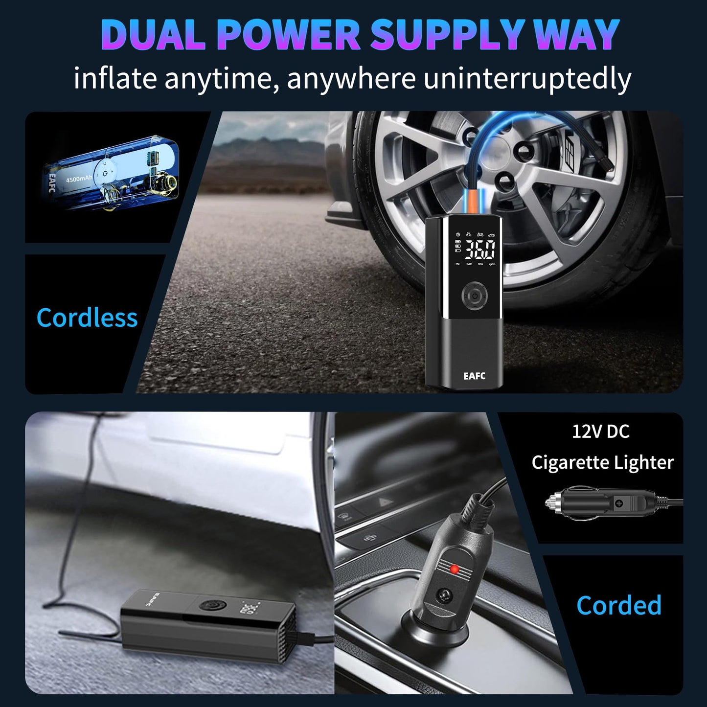 Cordless Air Compressor for Car Tires - EAFC