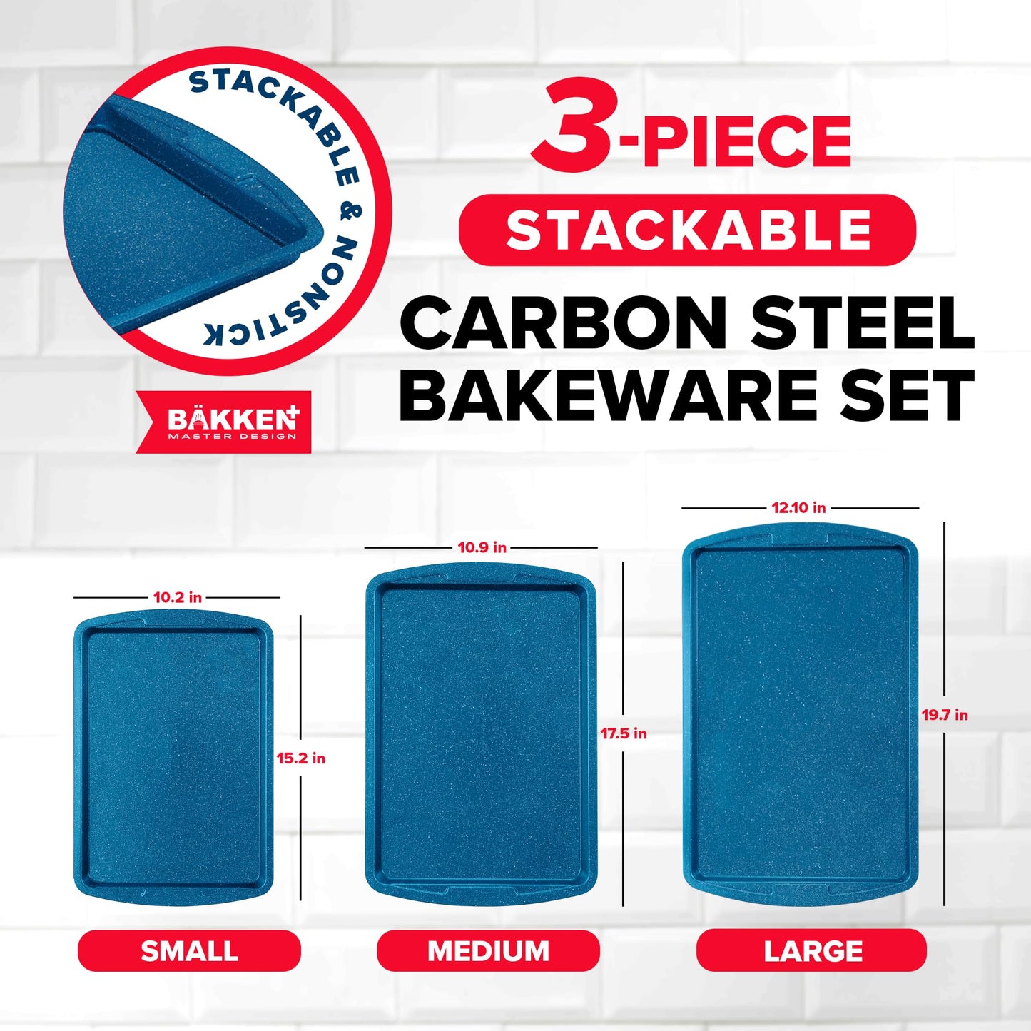 Bakken Nonstick Baking Pan Set of 3 - Blue Marble