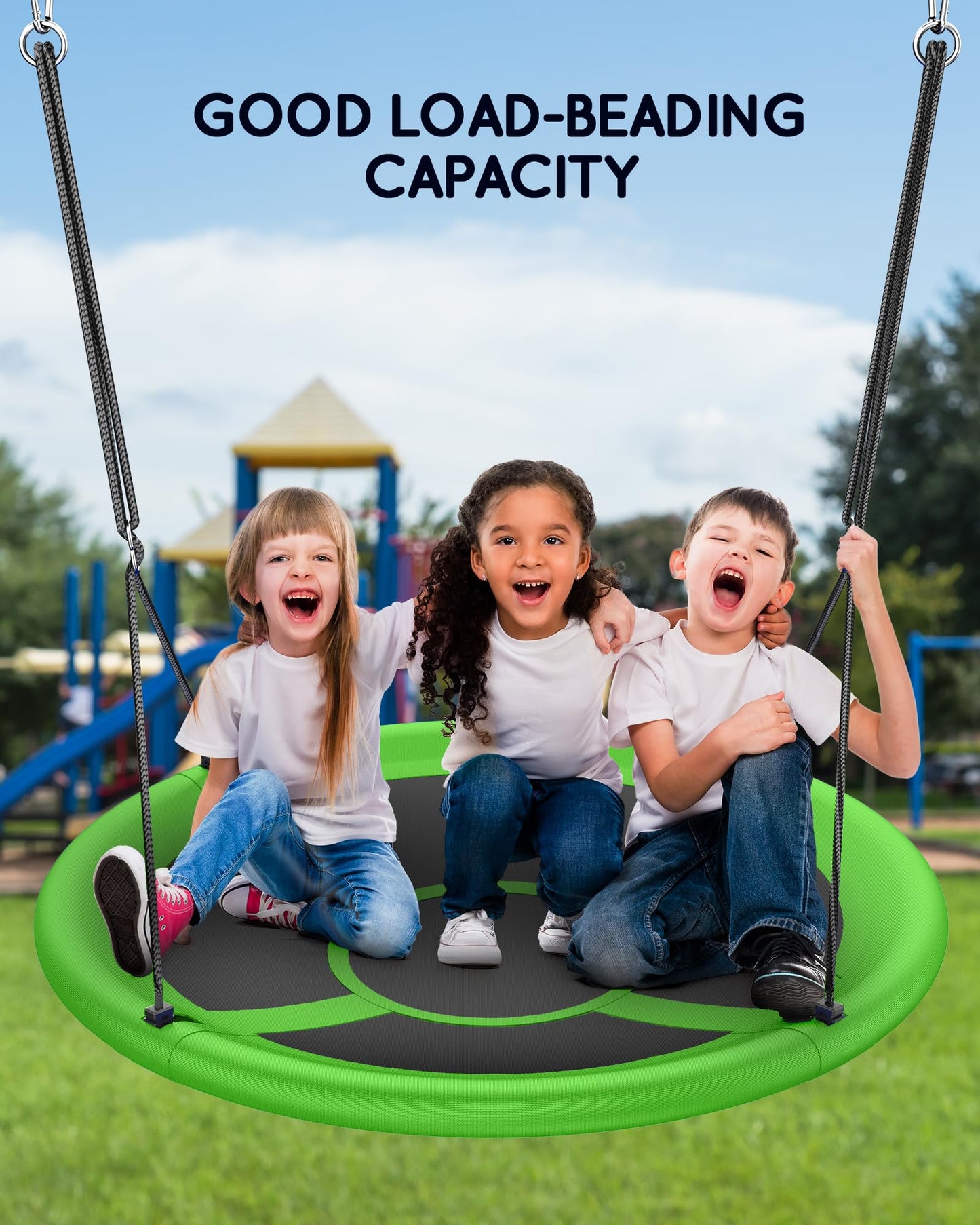 43" Saucer Tree Swing for Kids Adult, 700lbs Weight Capacity, Waterproof Flying Saucer Swing with Adjustable Hanging Straps, Swing Seats for Backyard Outdoor Indoor Playground, Green