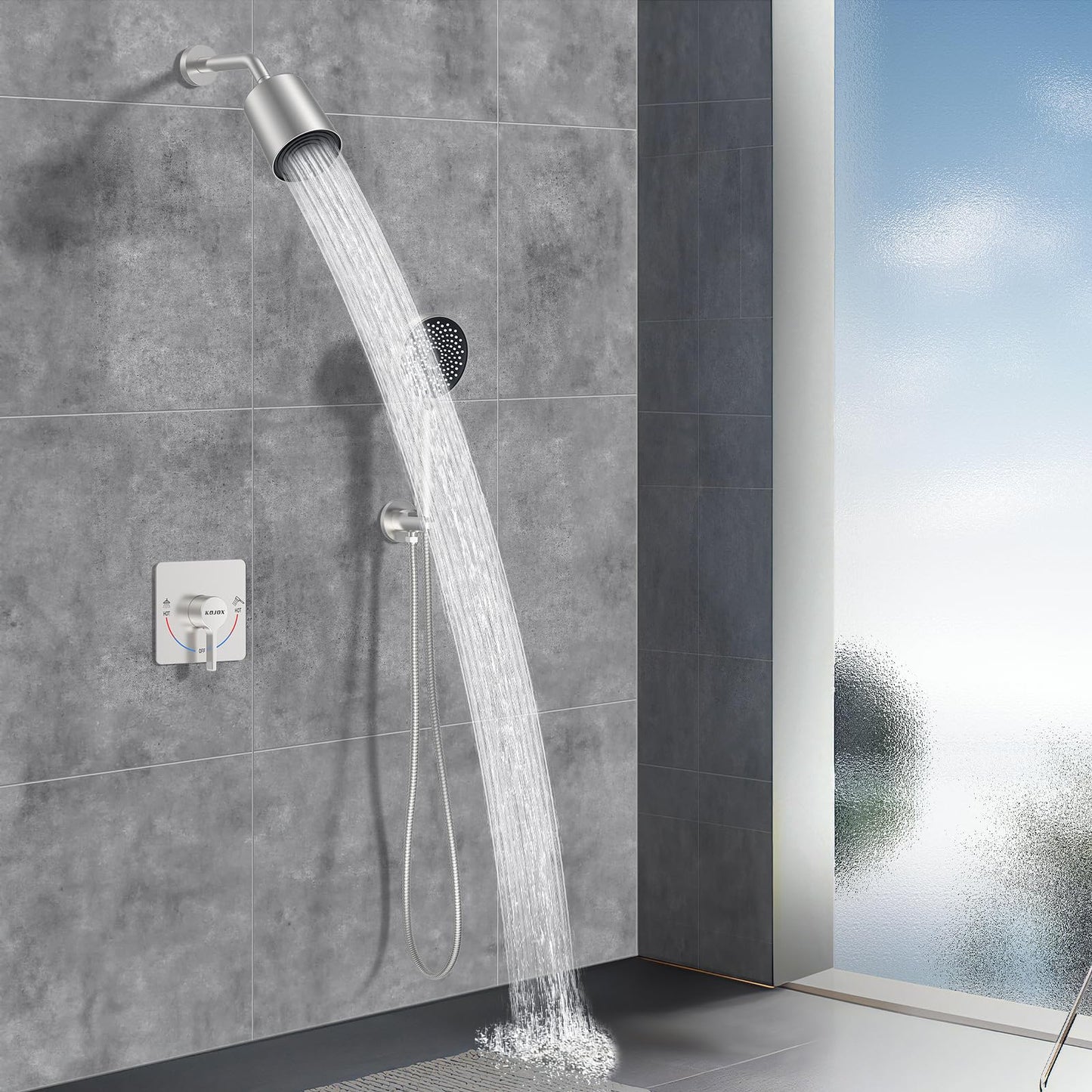 KOJOX 5-Inch Rain Shower System with Handheld Shower