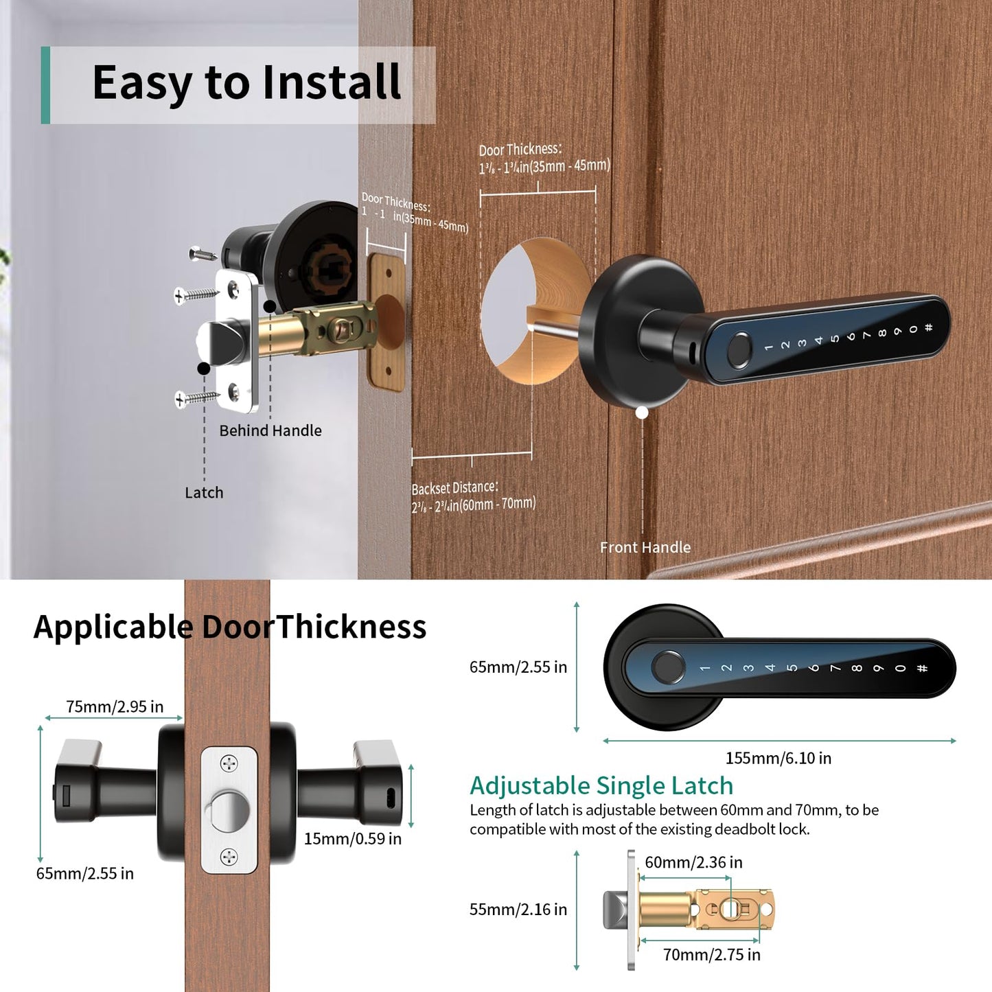 IRONZON Biometric Fingerprint Door Lock with Keypad