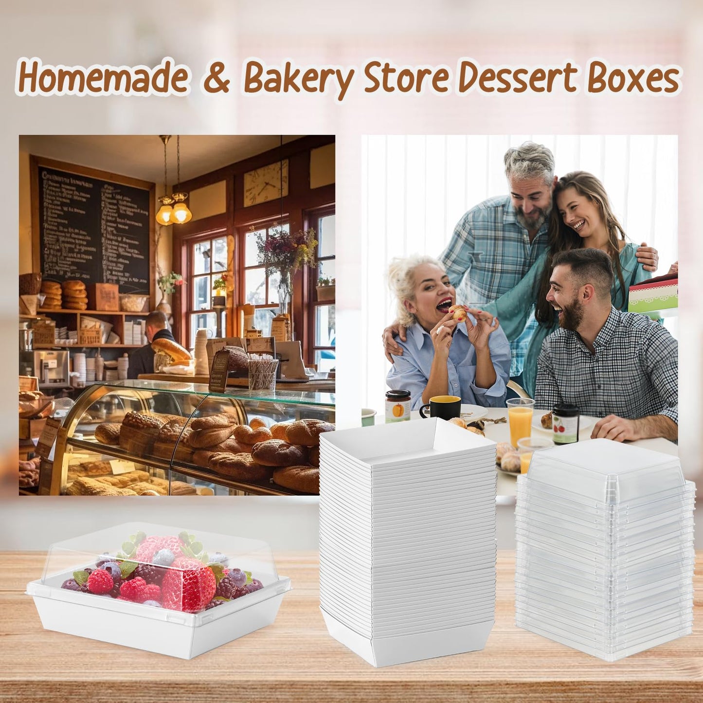 50 Pack Clear Lid Disposable Food Containers