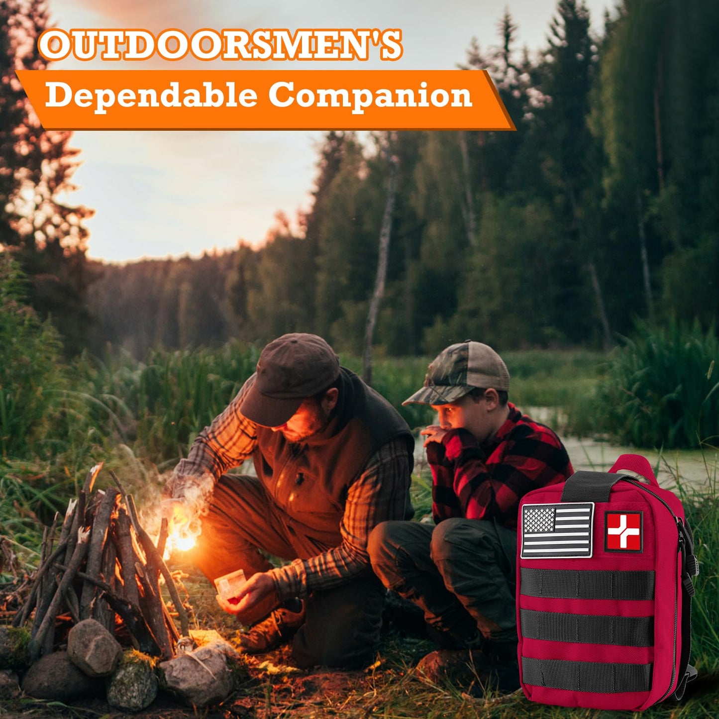 DLMD 278 PCS First Aid Kit for Car Home, Gifts for Dad Him Men Women Kids Christmas,Survival Kits/Emergency Medical Supplies for Travel Office Outdoor Hiking Camping Backpacking (Red)