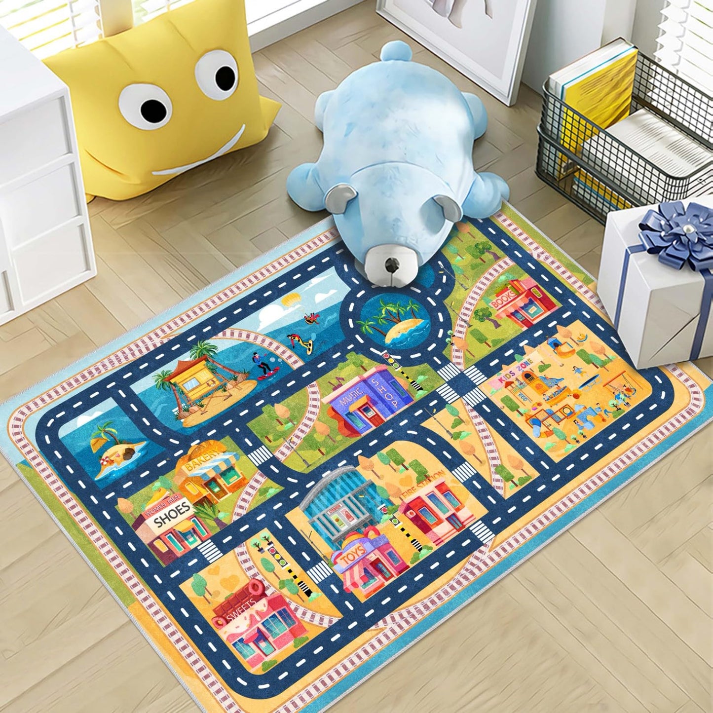 Kids Car Road Play Rug for Playroom