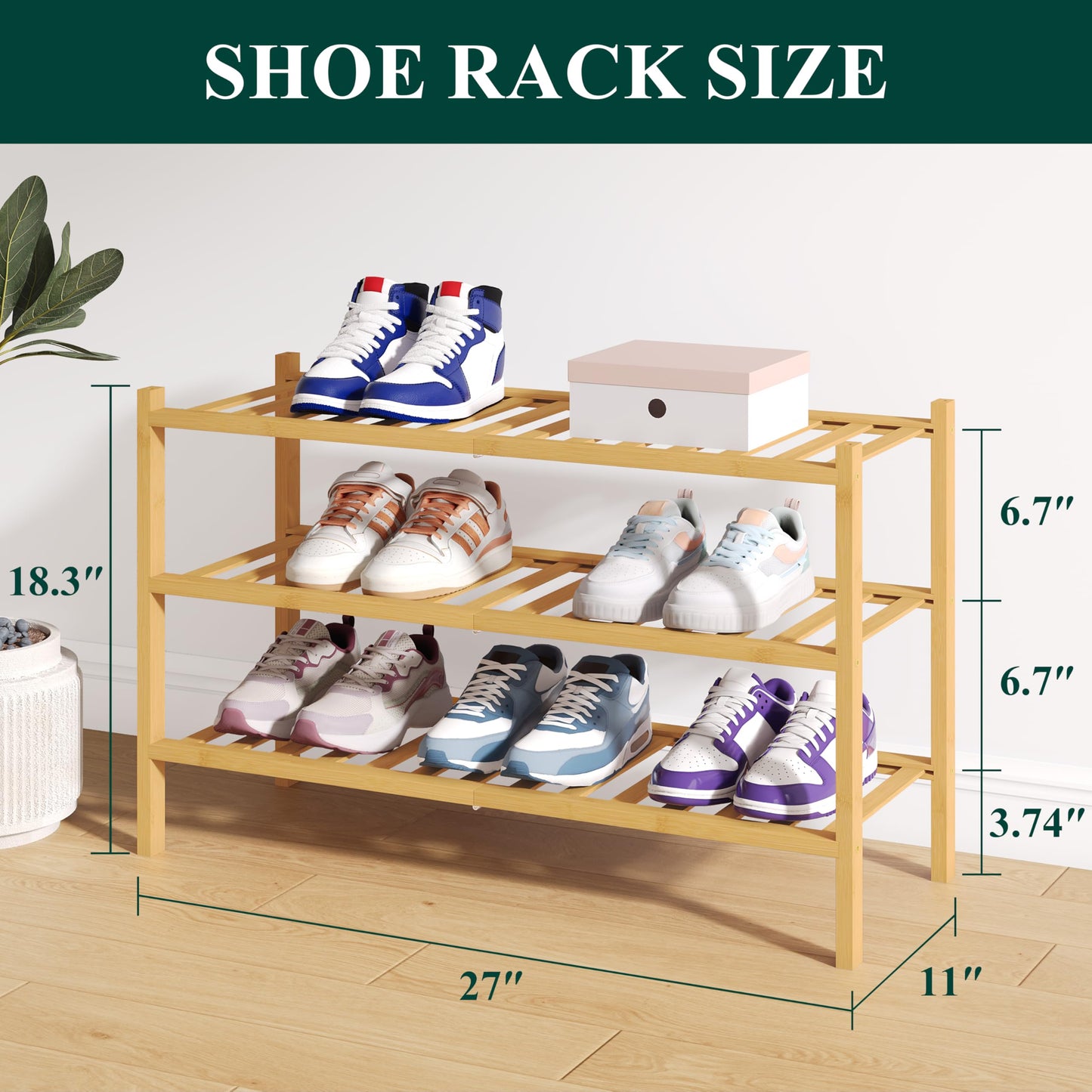 3-Tier Bamboo Shoe Rack Organizer by Smiry