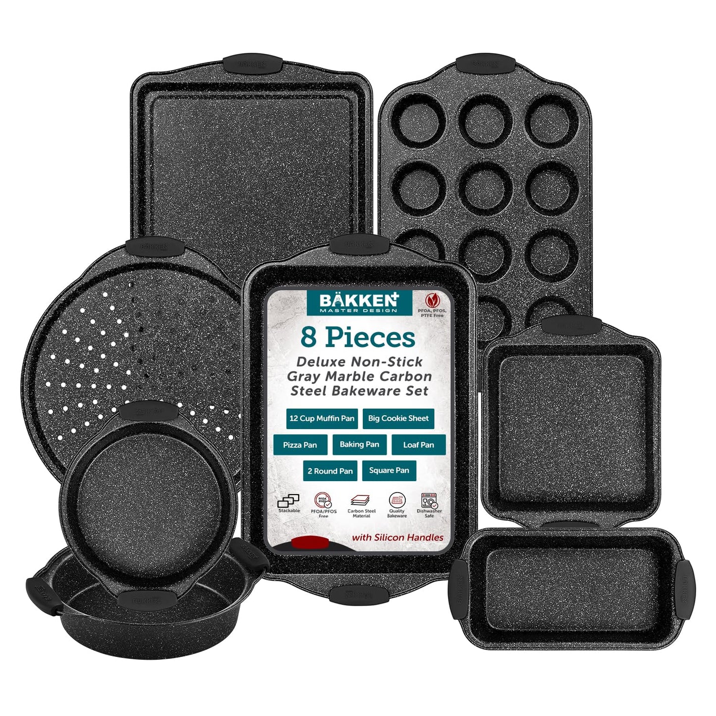 8-Piece Nonstick Bakeware Set by BAKKENMASTER