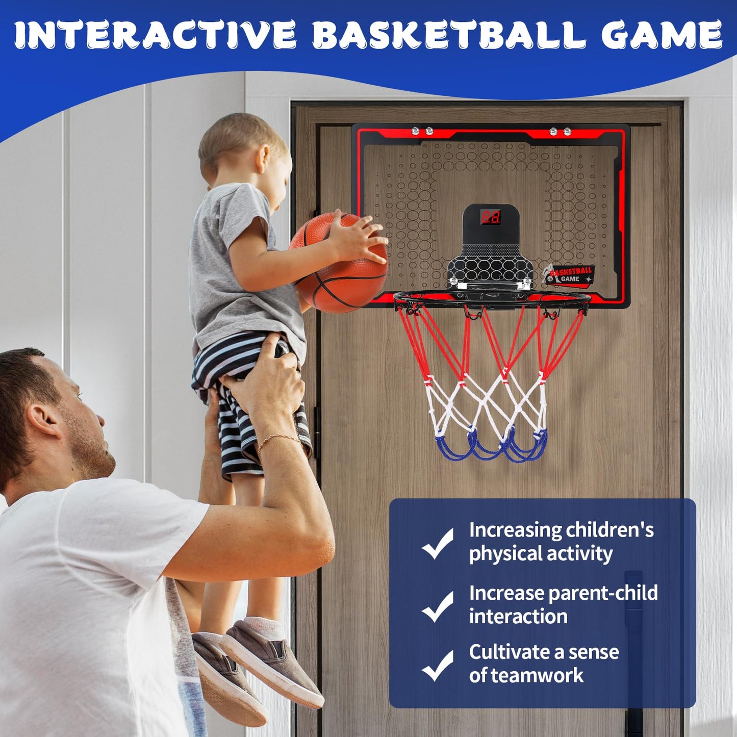 Indoor Mini Basketball Hoop with LED Scoreboard
