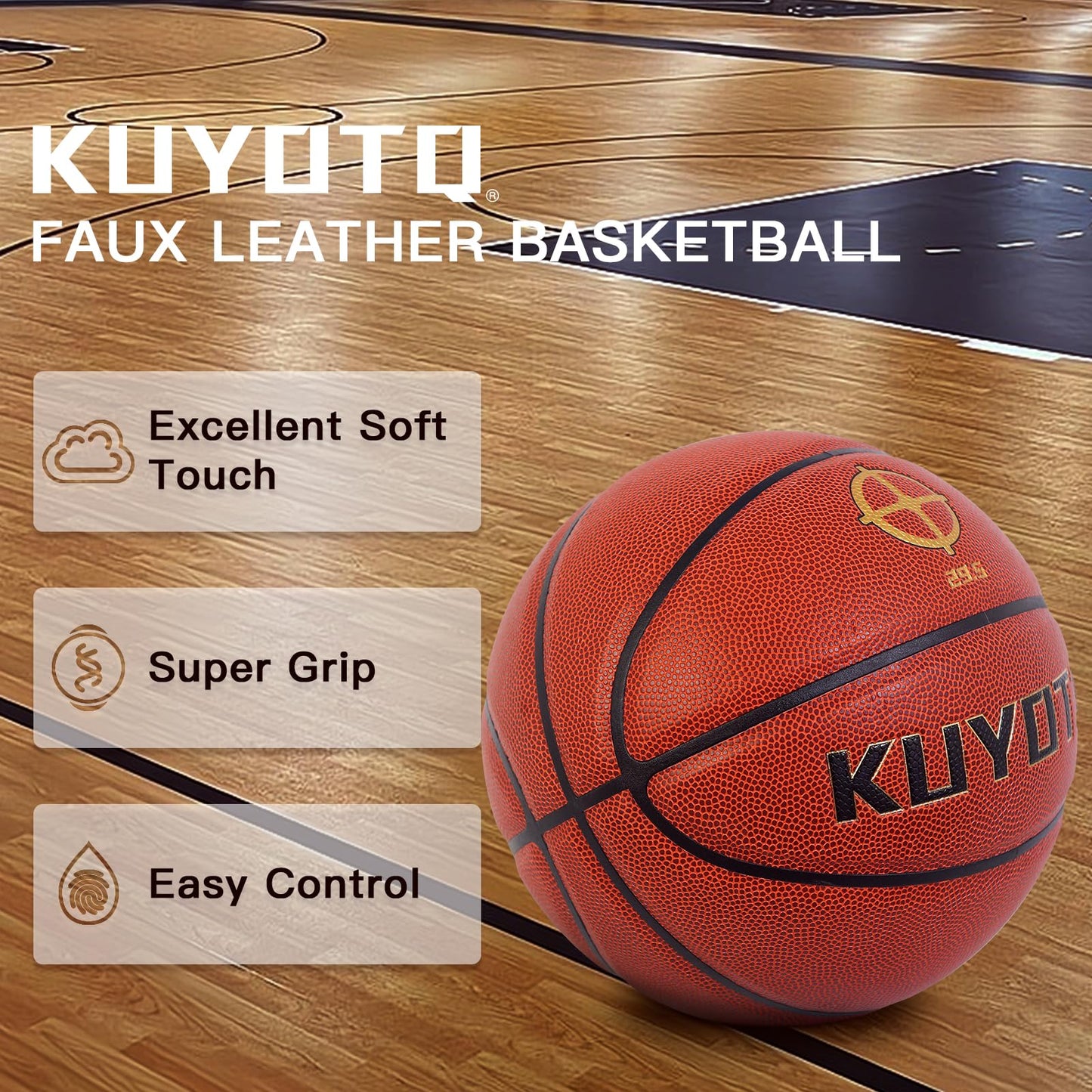 KUYOTQ Size 7 Soft Touch Basketball with Pump