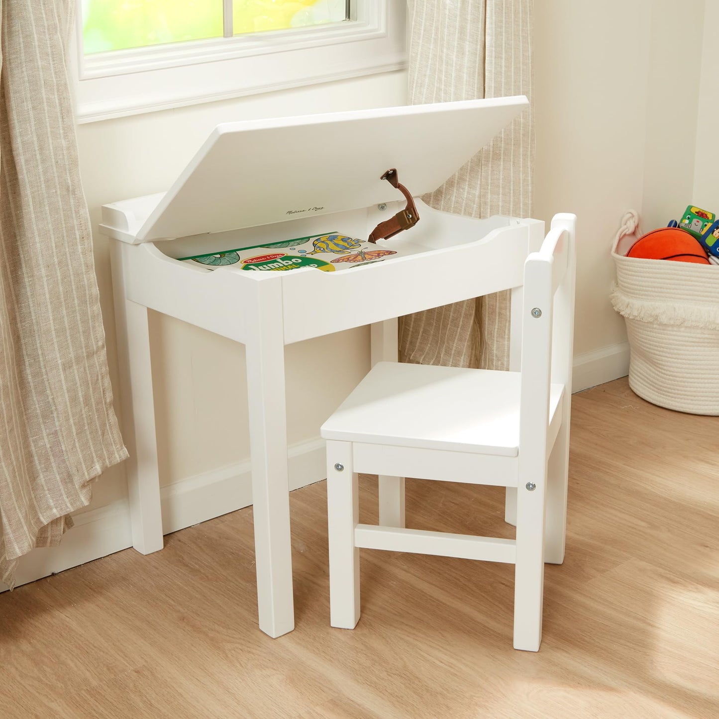 Melissa & Doug White Lift-Top Desk & Chair Set