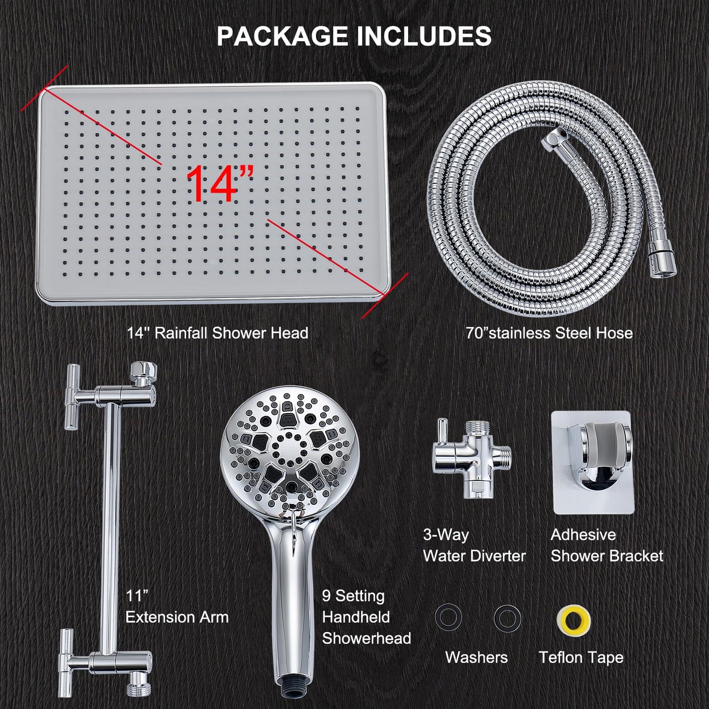 High Pressure Rain Shower Head with Handheld Spray