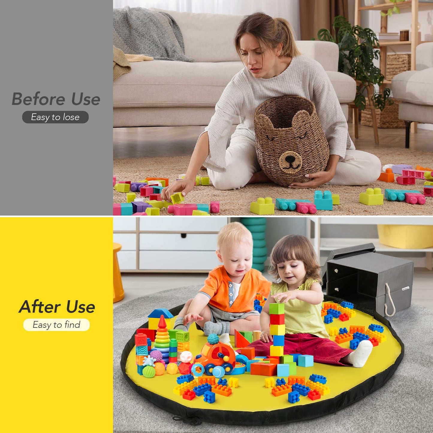 Kids Toy Storage Chest with Play Mat